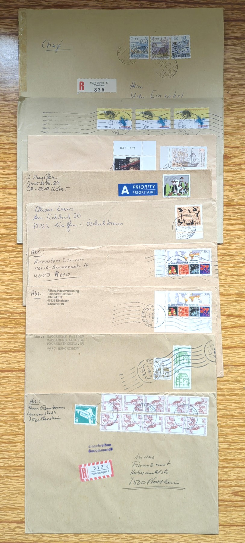 外国邮品第⑦场（秒杀） 德国实际牛皮信封9个（秒杀）