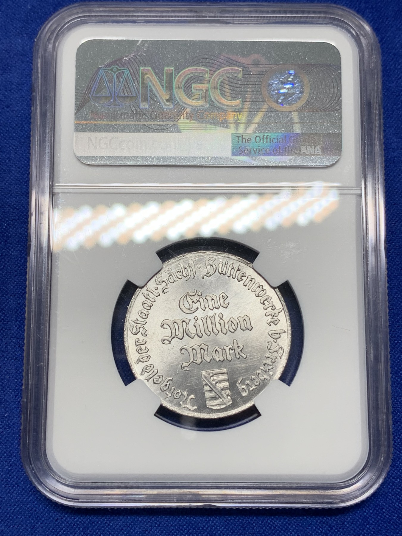 《竞宝斋》第196场-周日，周一 2场 (全场包邮) NGC MS65 德国1923弗莱堡铝币 原光好品