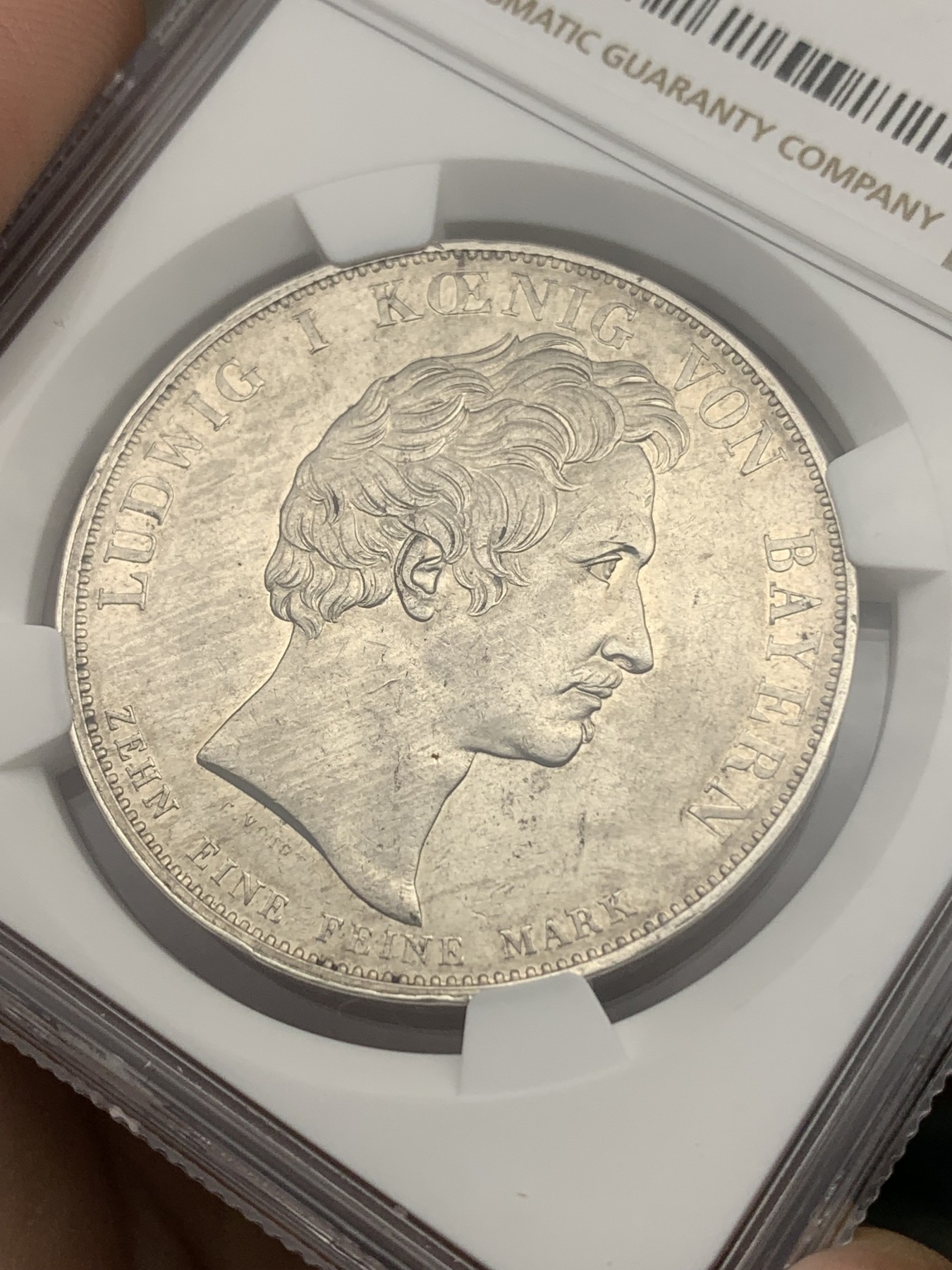 《竞宝斋》第196场-周日，周一 2场 (全场包邮) NGC AU58 德国 1839年 巴伐利亚选帝侯  路德维希一世  2泰勒 大银币 37克的大规格少见品种