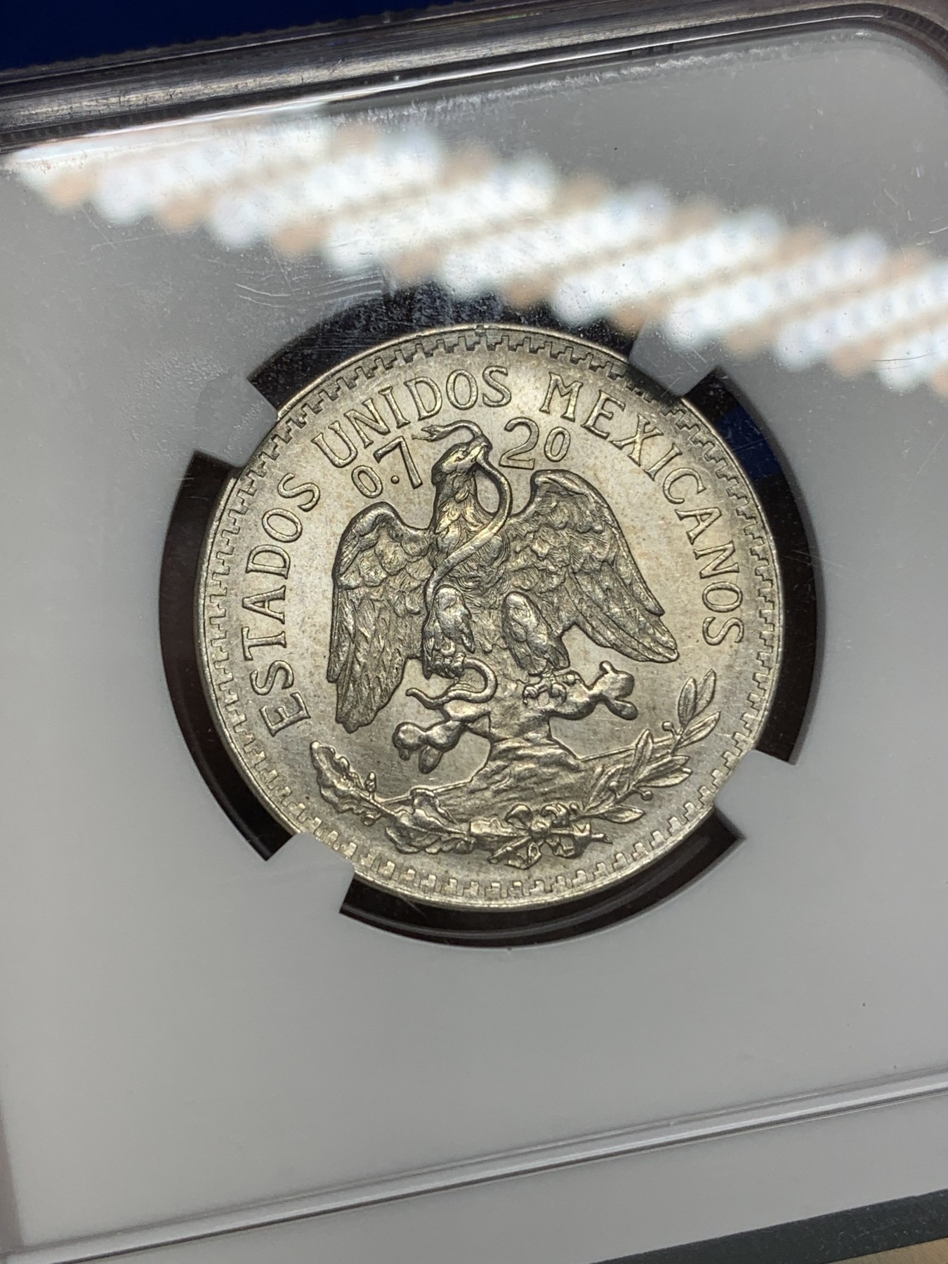 《竞宝斋》第196场-周日，周一 2场 (全场包邮) NGC-MS63 墨西哥 1943年 鹰洋 50分银币