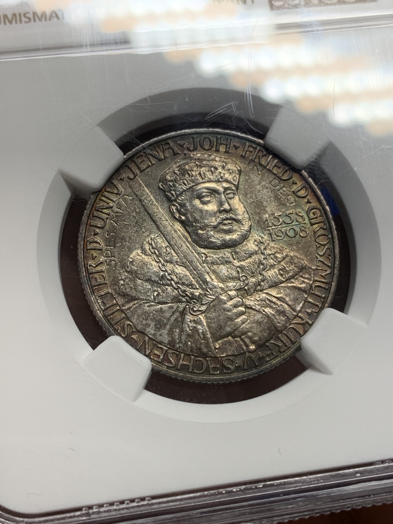 《竞宝斋》第196场-周日，周一 2场 (全场包邮) NGC-UNCD 德国 1908年耶拿大学 2马克 银币