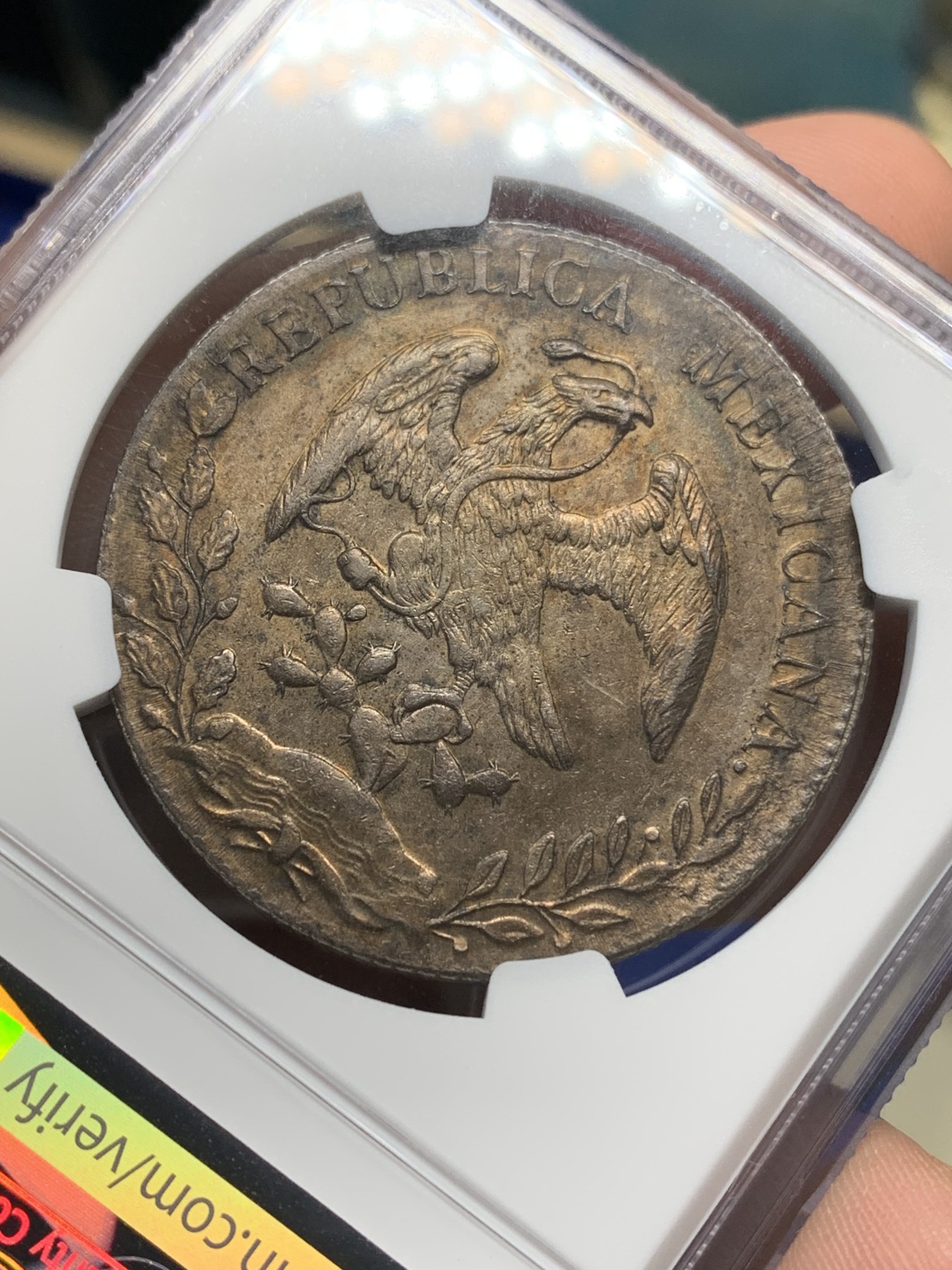 《竞宝斋》第196场-周日，周一 2场 (全场包邮) NGC-AUD 墨西哥 1888年 8R 鹰洋银币 稀少年份 深彩包浆 细节不错