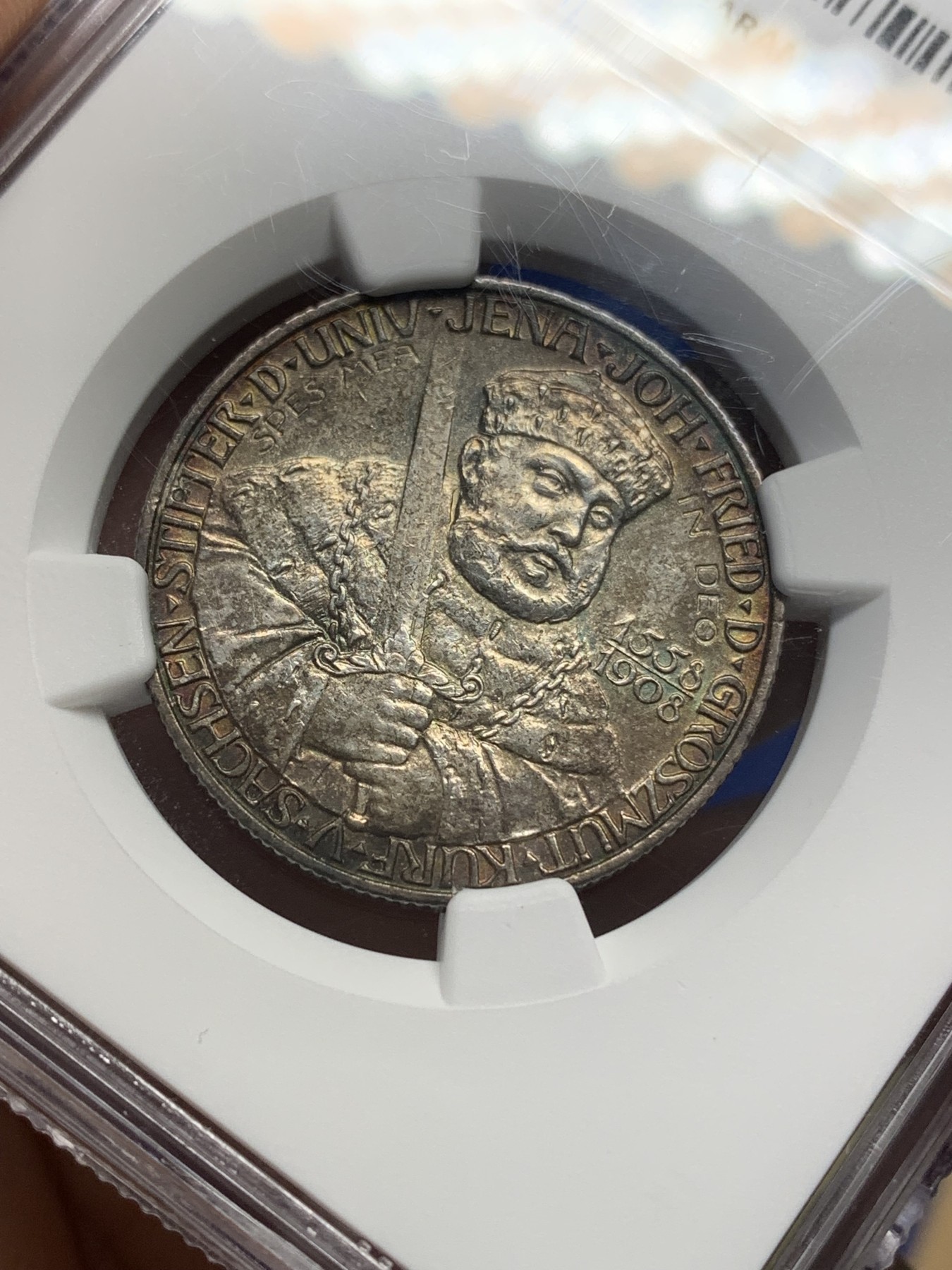 《竞宝斋》第196场-周日，周一 2场 (全场包邮) NGC-UNCD 德国 1908年耶拿大学 2马克 银币