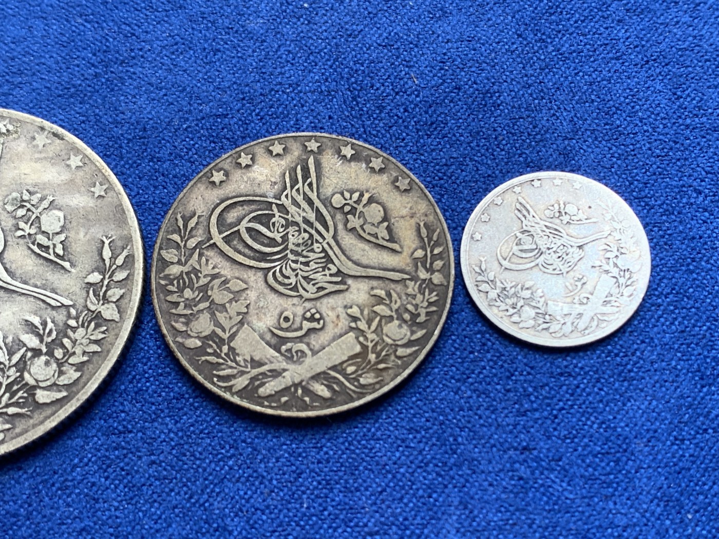 《竞宝斋》第196场-周日，周一 2场 (全场包邮) 3枚一组 奥斯曼帝国银币  3q+5q+10q  少见银币  细节都好