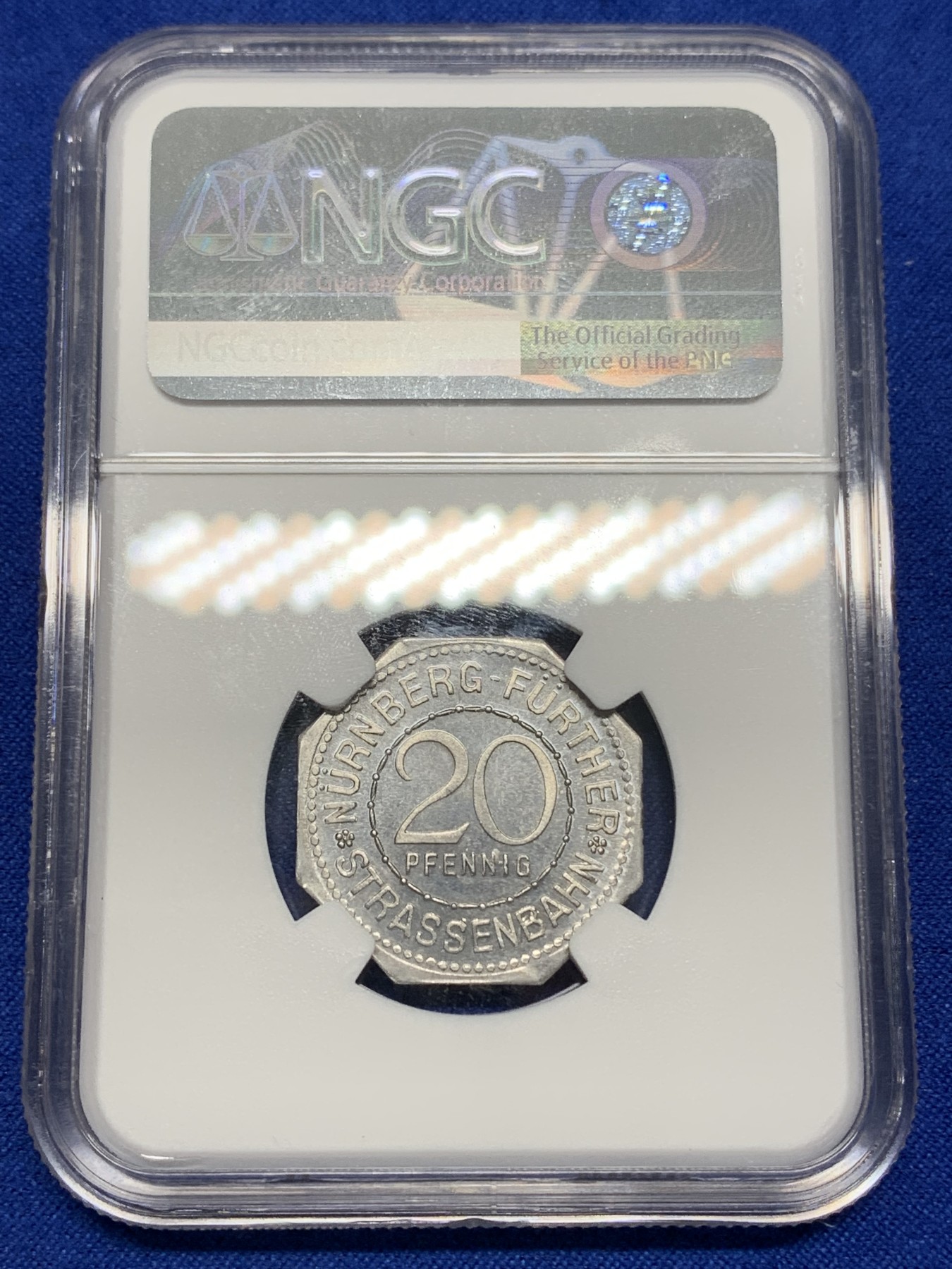 《竞宝斋》第196场-周日，周一 2场 (全场包邮) NGC-MS64 1920年德国紧急状态时期纽伦堡20芬尼 景观代币