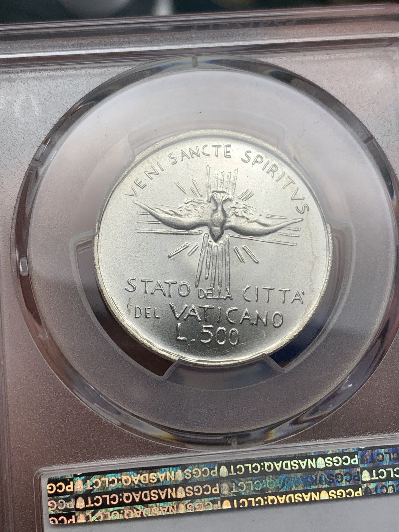 《竞宝斋》第196场-周日，周一 2场 (全场包邮) PCGS金盾 MS66 梵蒂冈1978年教皇缺位500里拉银币