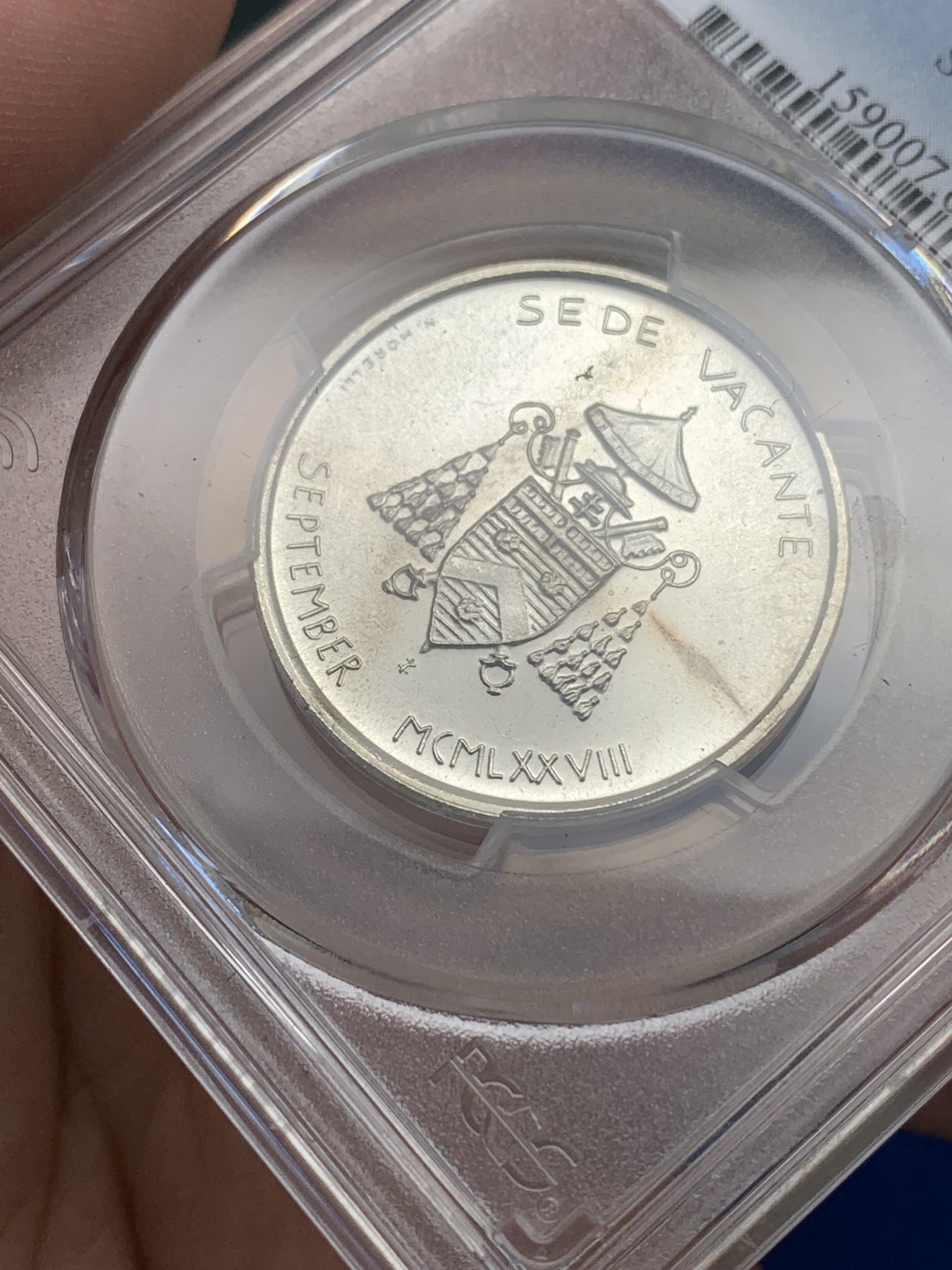 《竞宝斋》第196场-周日，周一 2场 (全场包邮) PCGS金盾 MS66 梵蒂冈1978年教皇缺位500里拉银币