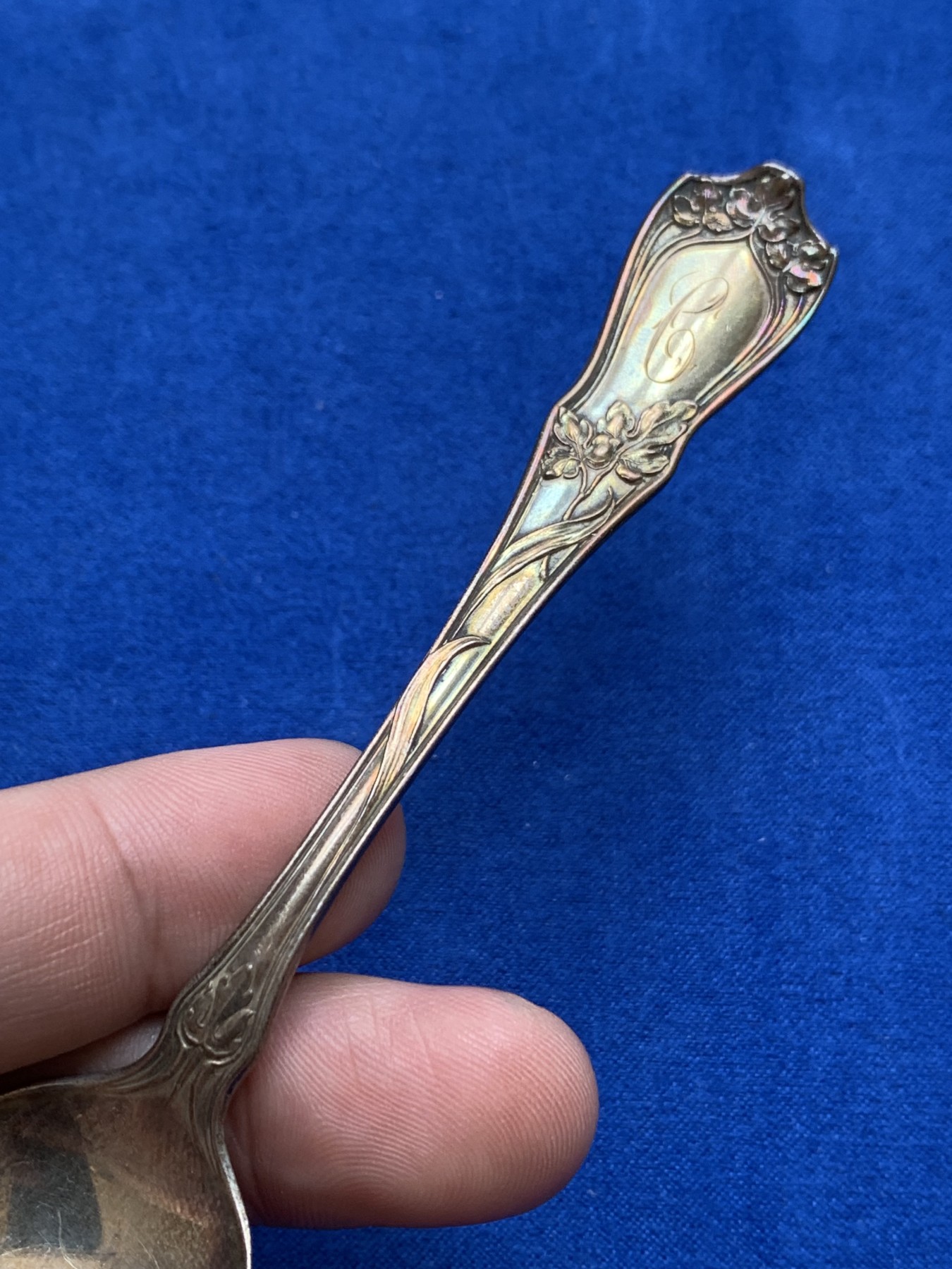 《竞宝斋》第196场-周日，周一 2场 (全场包邮) 1910古董花卉925银勺 14cm 16g