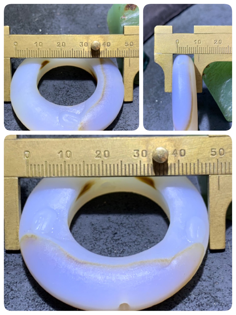 精美亚光高玉化俏色海洋玉髓手工雕刻一心向佛公主环挂件一个！