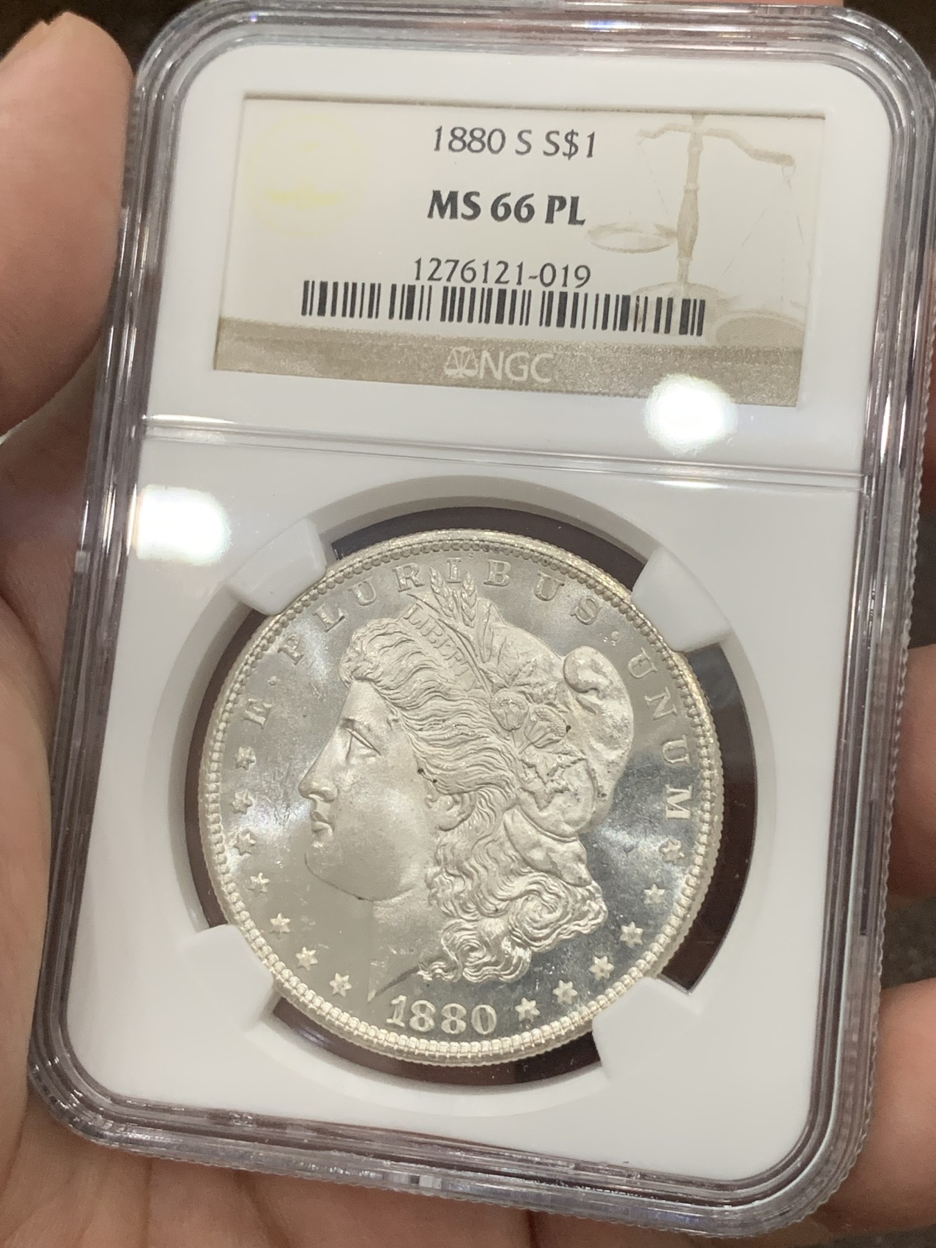 《竞宝斋》第196场-周日，周一 2场 (全场包邮) NGC-MS66PL 美国1880 摩根银币 美轮美奂 高等级分数