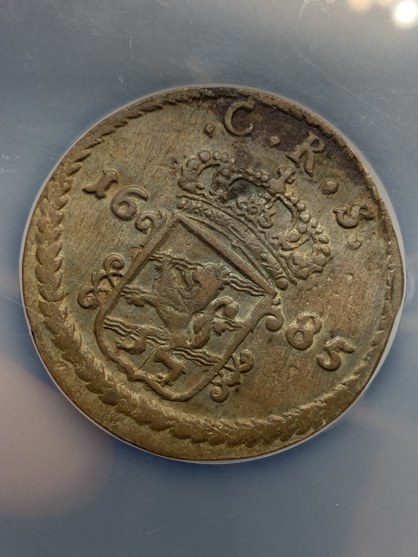 《竞宝斋》第196场-周日，周一 2场 (全场包邮) NGC AU  瑞典1685年1欧尔  早期北欧大铜币，非常少见，NGC大盒子封装