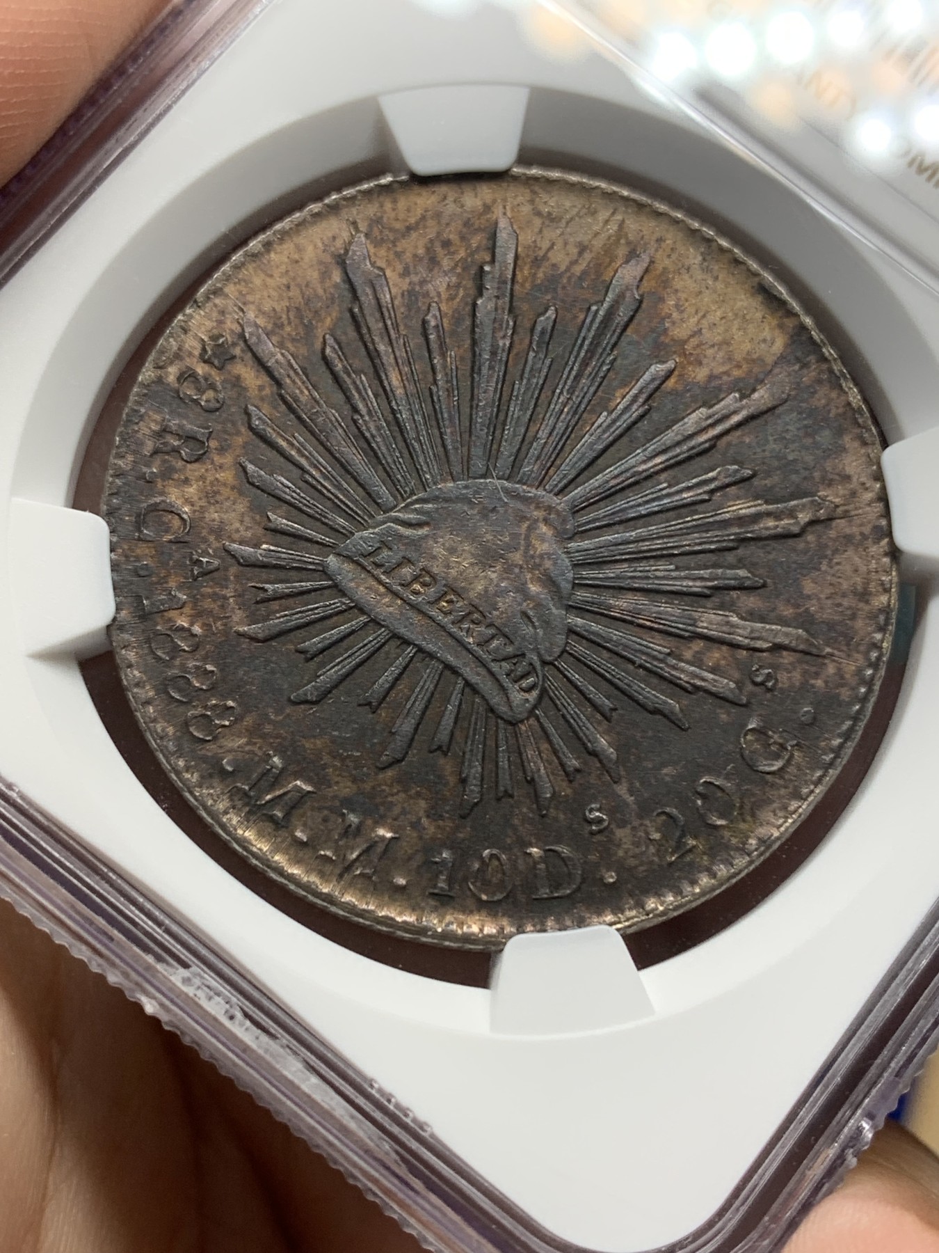 《竞宝斋》第196场-周日，周一 2场 (全场包邮) NGC-AUD 墨西哥 1888年 8R 鹰洋银币 稀少年份 深彩包浆 细节不错