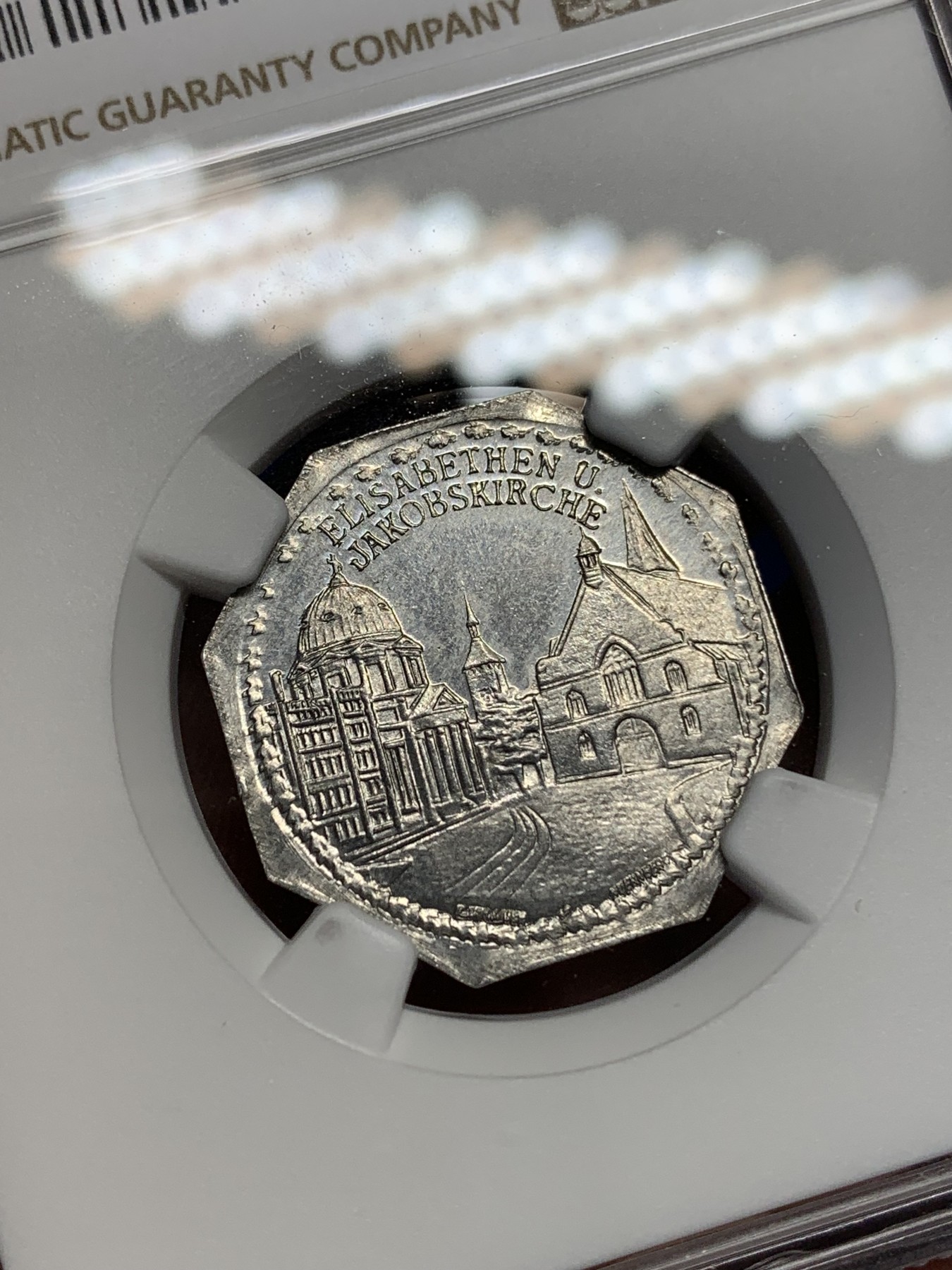 《竞宝斋》第196场-周日，周一 2场 (全场包邮) NGC-MS64 1920年德国紧急状态时期纽伦堡20芬尼 景观代币