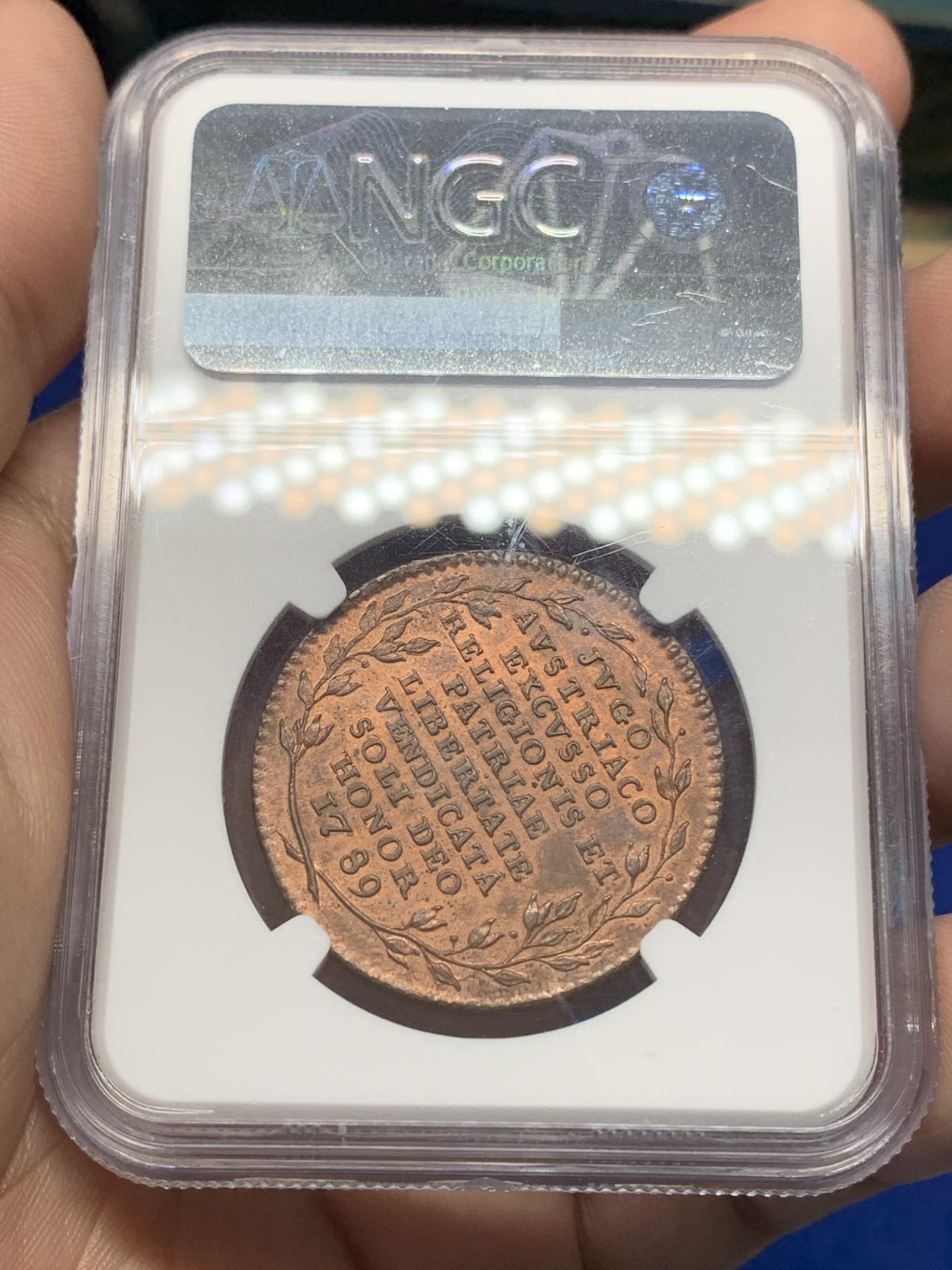 《竞宝斋》第196场-周日，周一 2场 (全场包邮) NGC UNC奥地利1790双面文字代用铜币