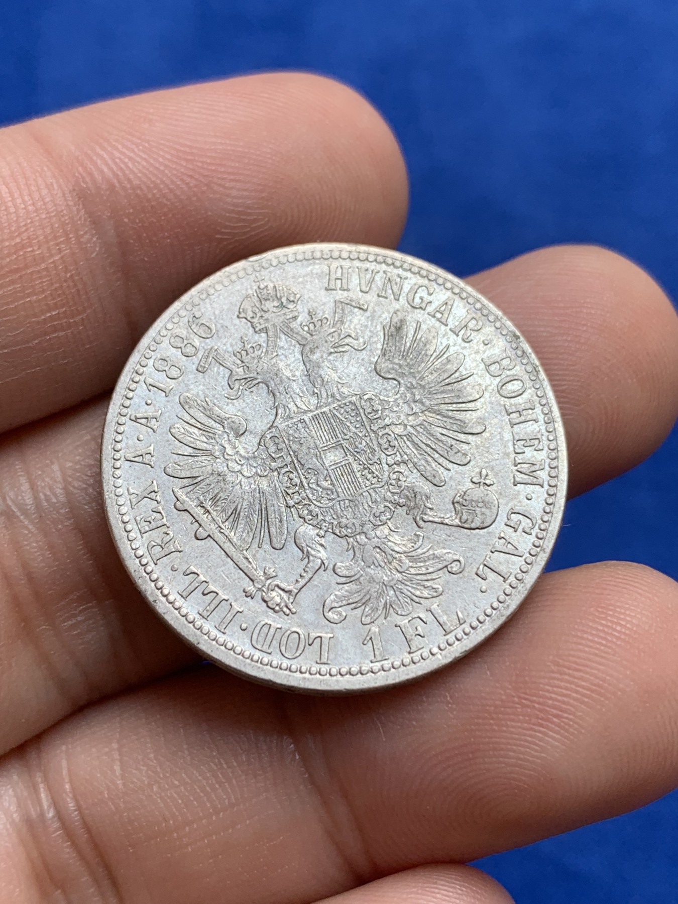 《竞宝斋》第196场-周日，周一 2场 (全场包邮) 奥匈帝国1886年1福林银币 原味流通 少见品种