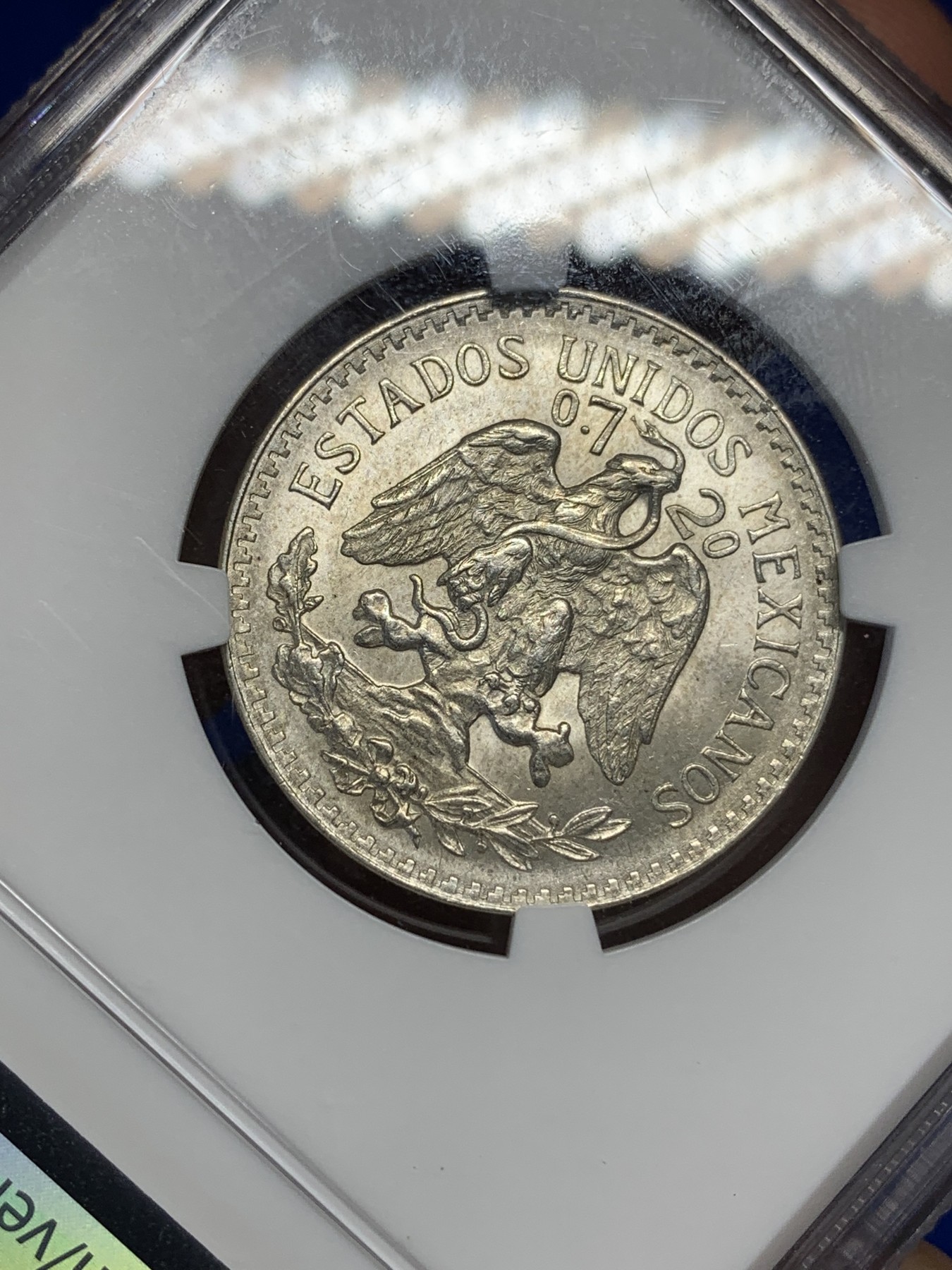 《竞宝斋》第196场-周日，周一 2场 (全场包邮) NGC-MS63 墨西哥 1943年 鹰洋 50分银币