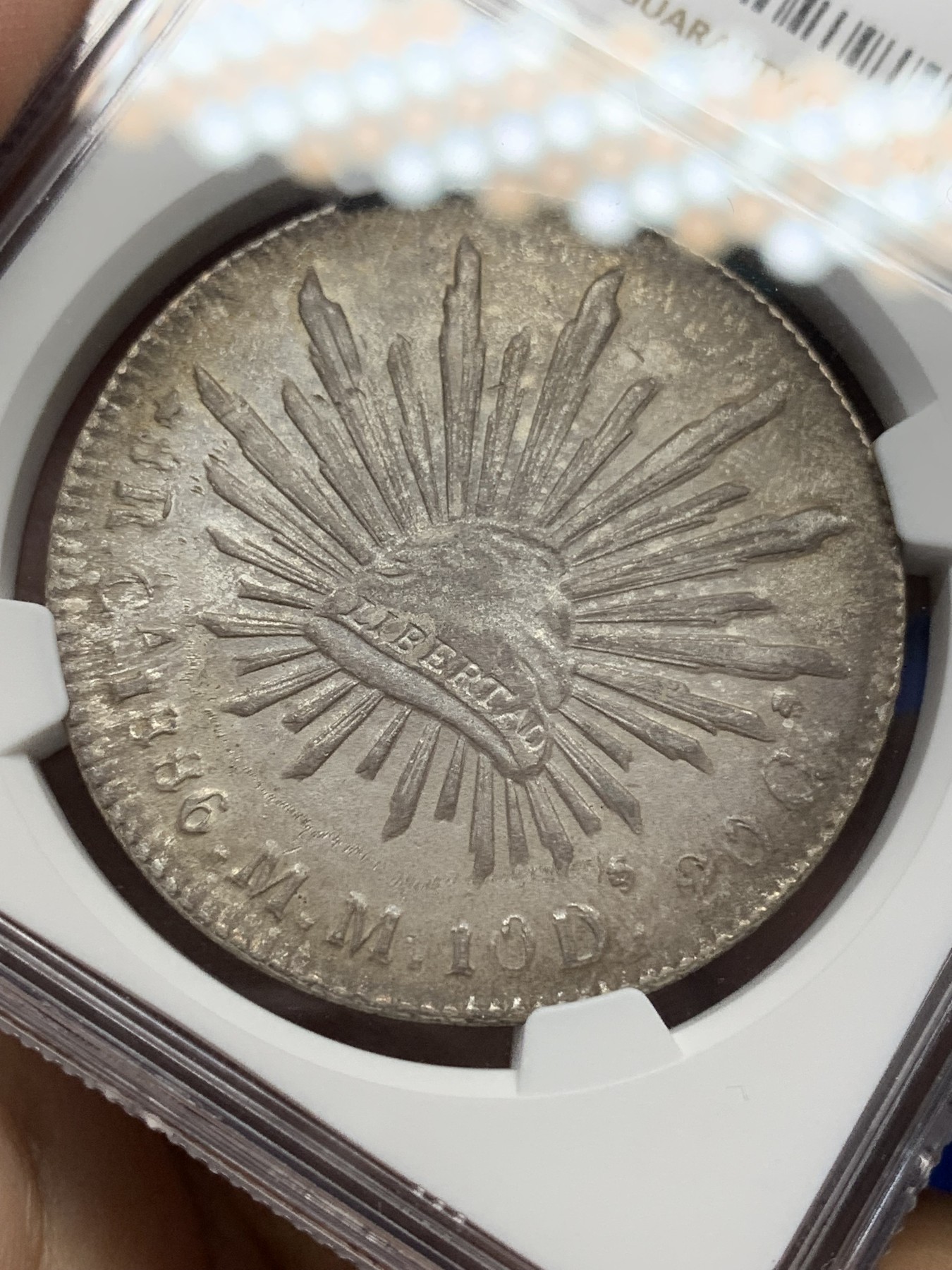 《竞宝斋》第196场-周日，周一 2场 (全场包邮) NGC-AUD 墨西哥1886年Ca厂花边鹰洋8里亚尔银币 原味状态 全羽鹰