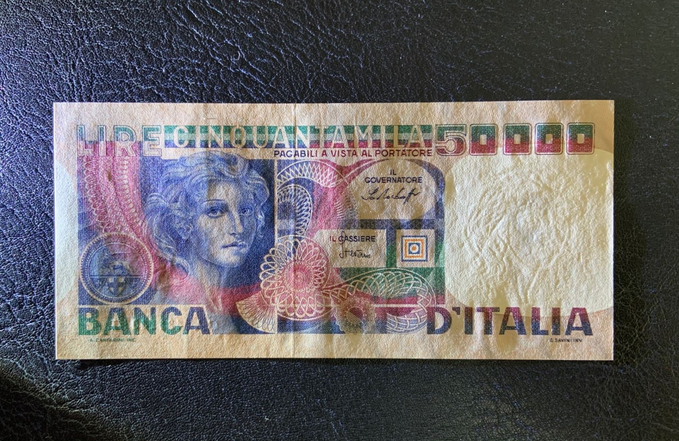 收藏联盟Quantum Auction 第288期拍卖 (已更新) 意大利1977年50000里拉 品相UNC-  Guglielmo Savini的画作手稿《女子面庞》