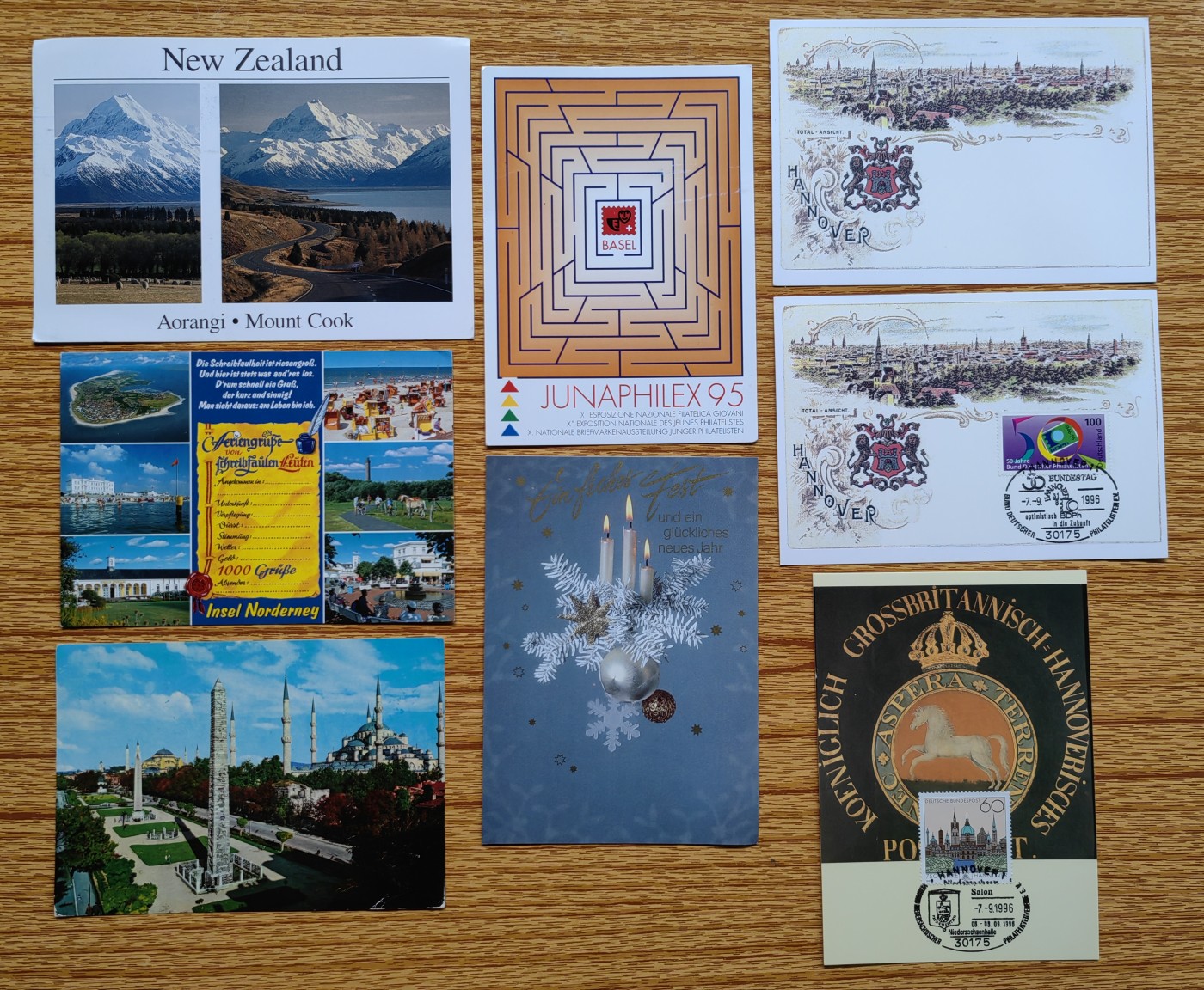 外国邮品第⑦场（秒杀） 新西兰，瑞士，土耳其，德国 明信片&邮戳片8个（秒杀）