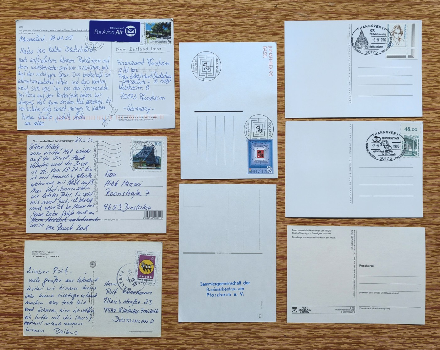 外国邮品第⑦场（秒杀） 新西兰，瑞士，土耳其，德国 明信片&邮戳片8个（秒杀）