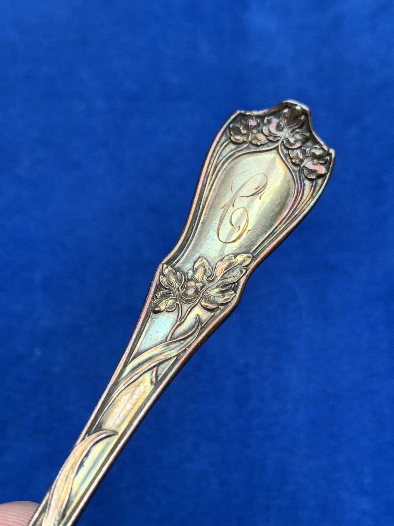 《竞宝斋》第196场-周日，周一 2场 (全场包邮) 1910古董花卉925银勺 14cm 16g