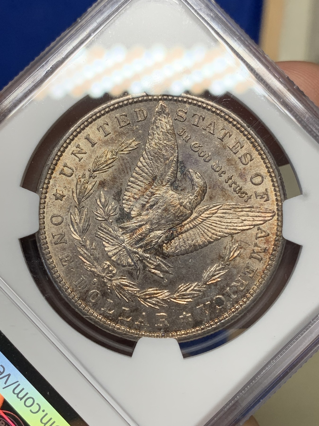 《竞宝斋》第196场-周日，周一 2场 (全场包邮) NGC-MS63 美国 1880年（S） 摩根银币 紫金彩包浆 状态非常不错