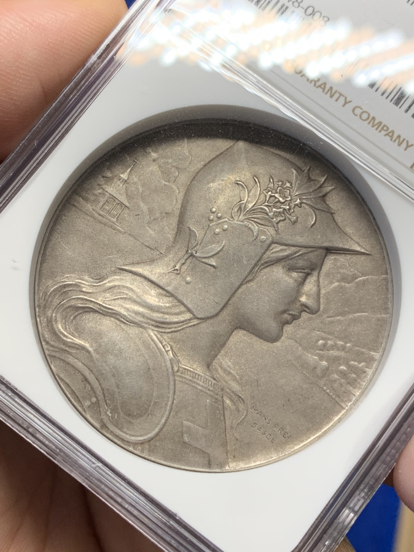 《竞宝斋》第196场-周日，周一 2场 (全场包邮) NGC-MS64 1901年卢塞恩瑞士射击节银章 加厚盒装 品相很好 分数到位 属于瑞士射击节中的精品银章