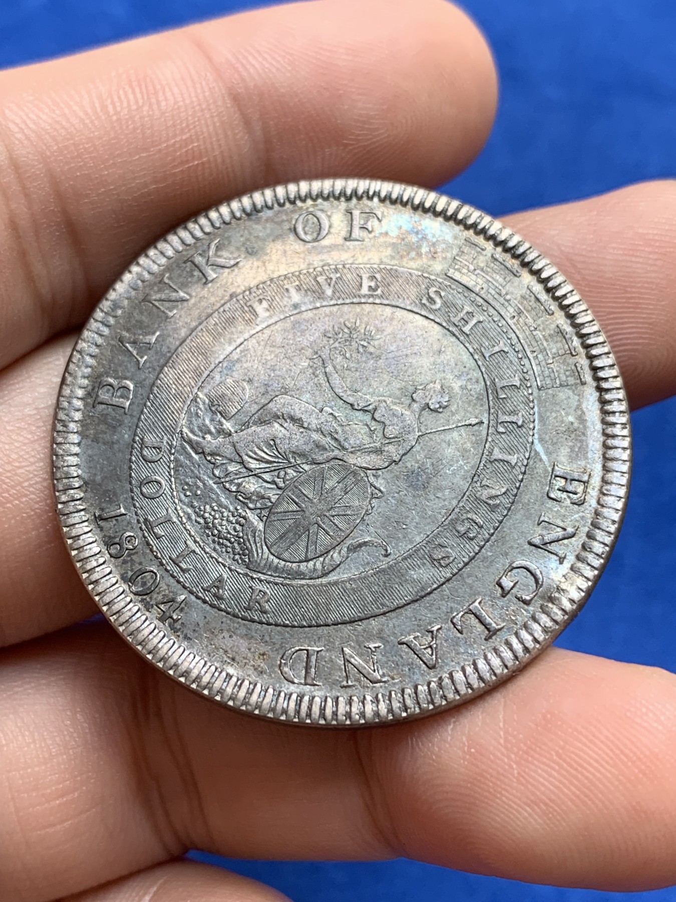 《竞宝斋》第196场-周日，周一 2场 (全场包邮) 英格兰银行1804年5先令大银币  少见品种   状态不错