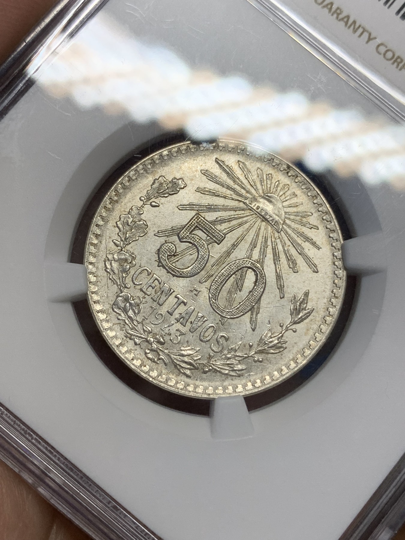 《竞宝斋》第196场-周日，周一 2场 (全场包邮) NGC-MS63 墨西哥 1943年 鹰洋 50分银币