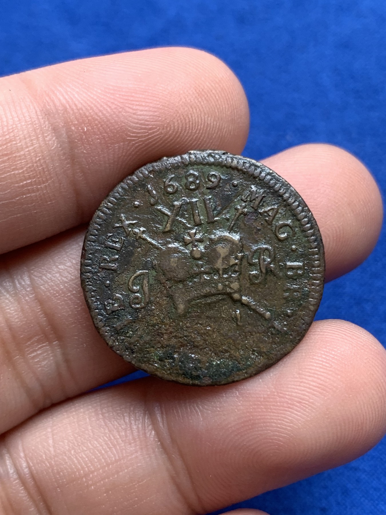 《竞宝斋》第196场-周日，周一 2场 (全场包邮) 英国詹姆斯二世1689枪币1先令铜币