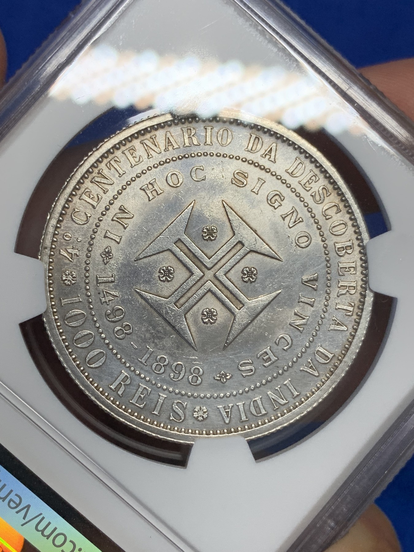 《竞宝斋》第196场-周日，周一 2场 (全场包邮) NGC UNC 葡萄牙1898年1000R银币 光度好 状态佳