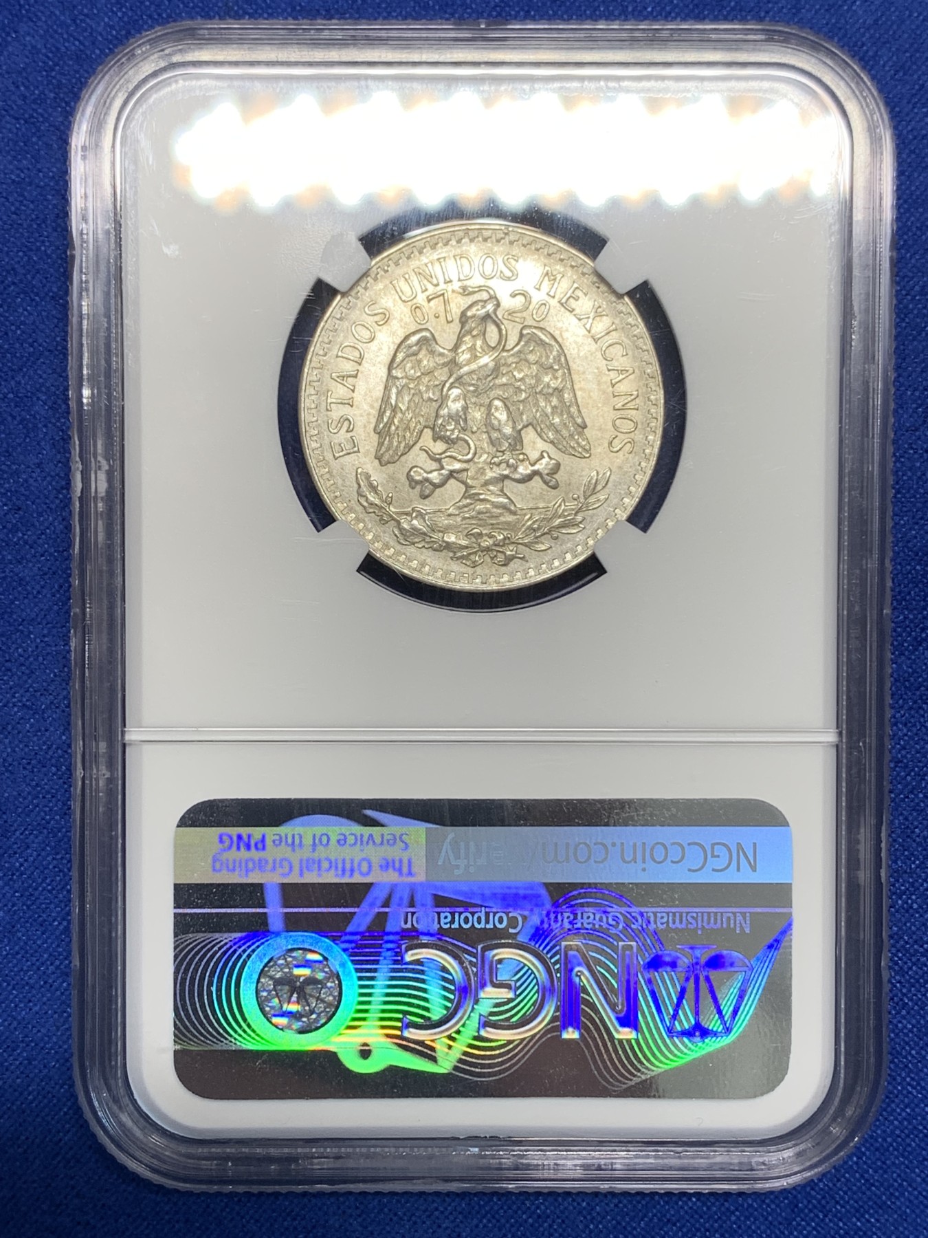 《竞宝斋》第196场-周日，周一 2场 (全场包邮) NGC-MS63 墨西哥 1943年 鹰洋 50分银币