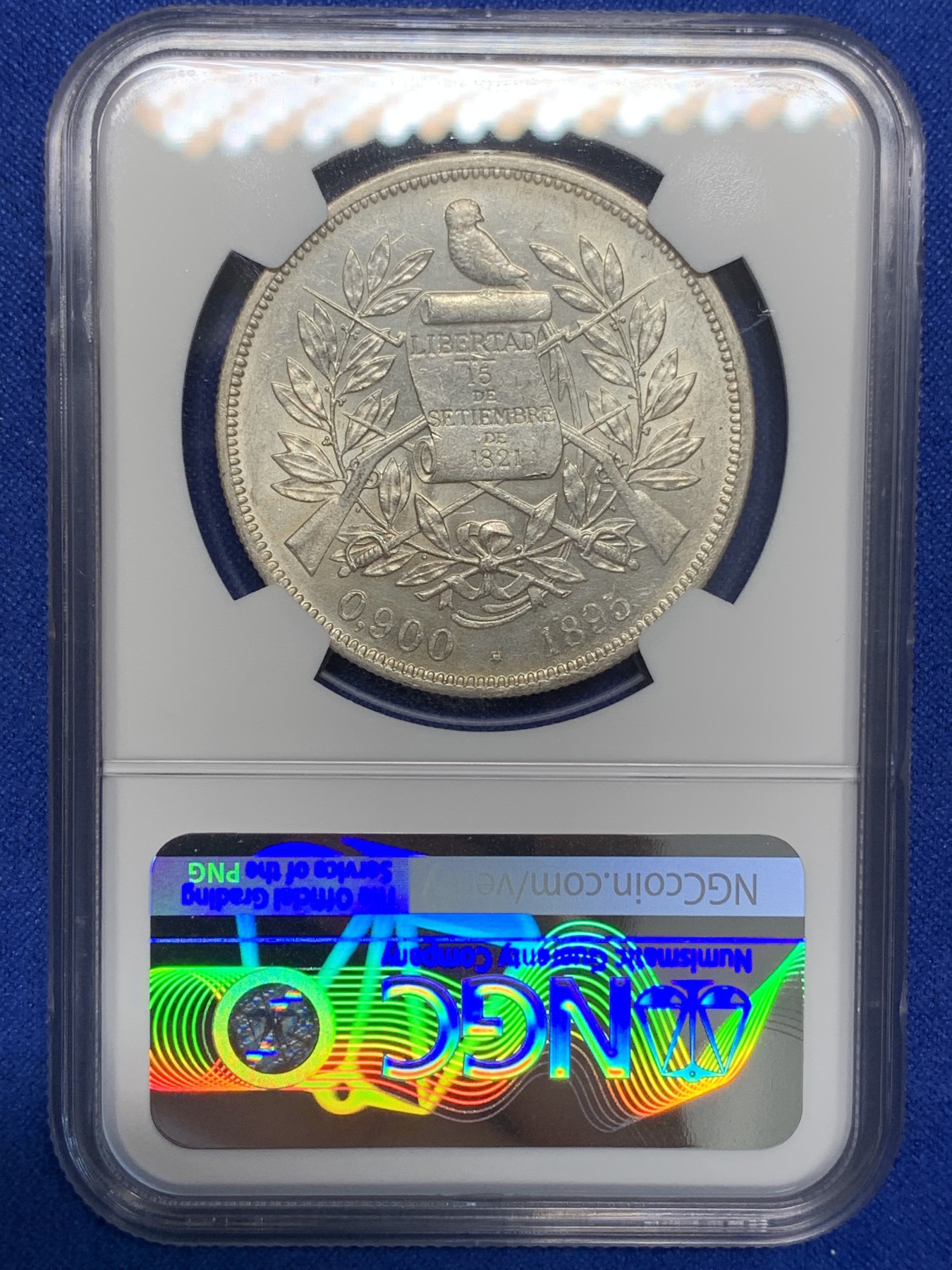 《竞宝斋》第196场-周日，周一 2场 (全场包邮) NGC-UNCD 危地马拉1895年1比索银币 高光品 可重评