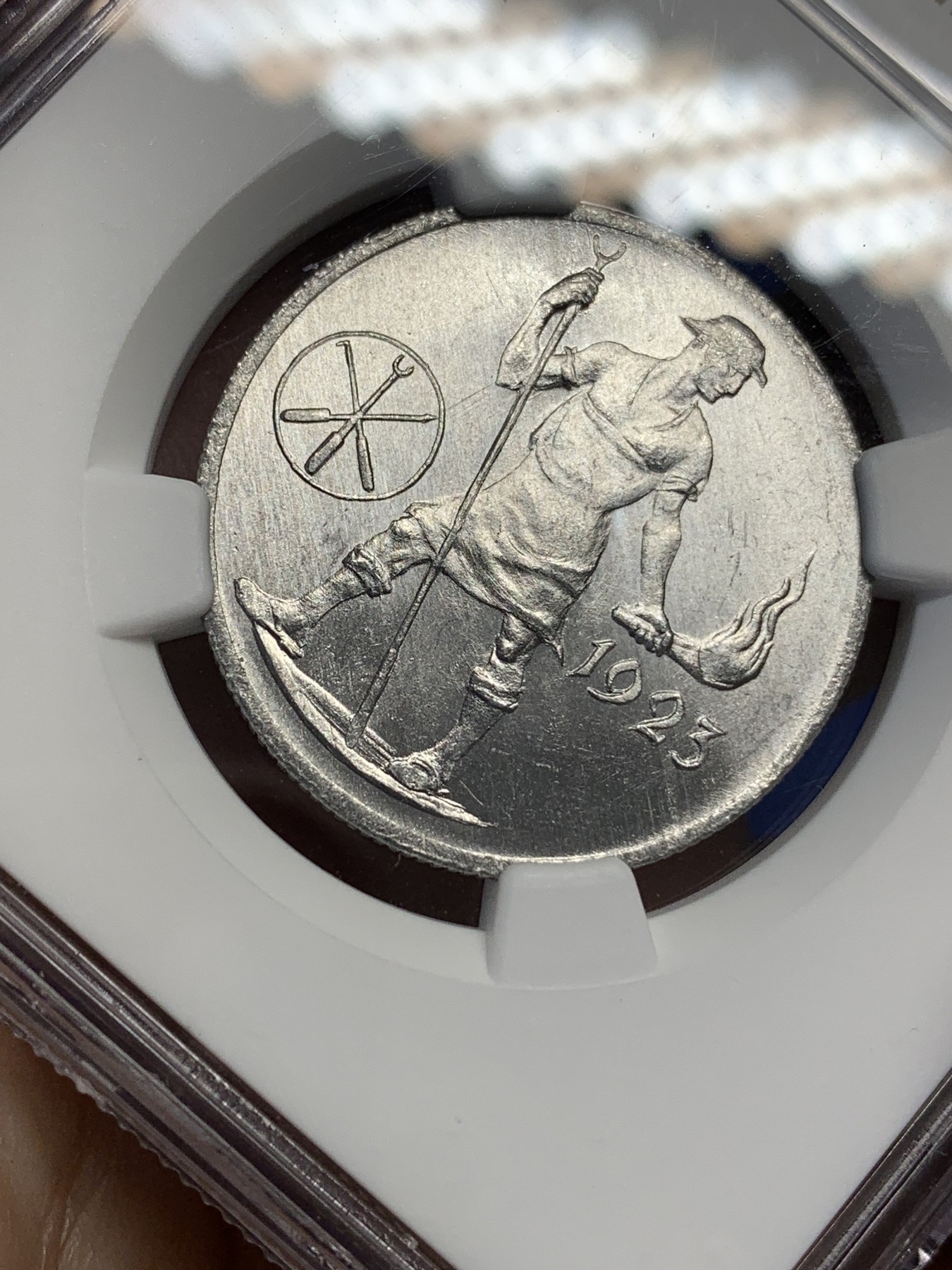 《竞宝斋》第196场-周日，周一 2场 (全场包邮) NGC MS65 德国1923弗莱堡铝币 原光好品