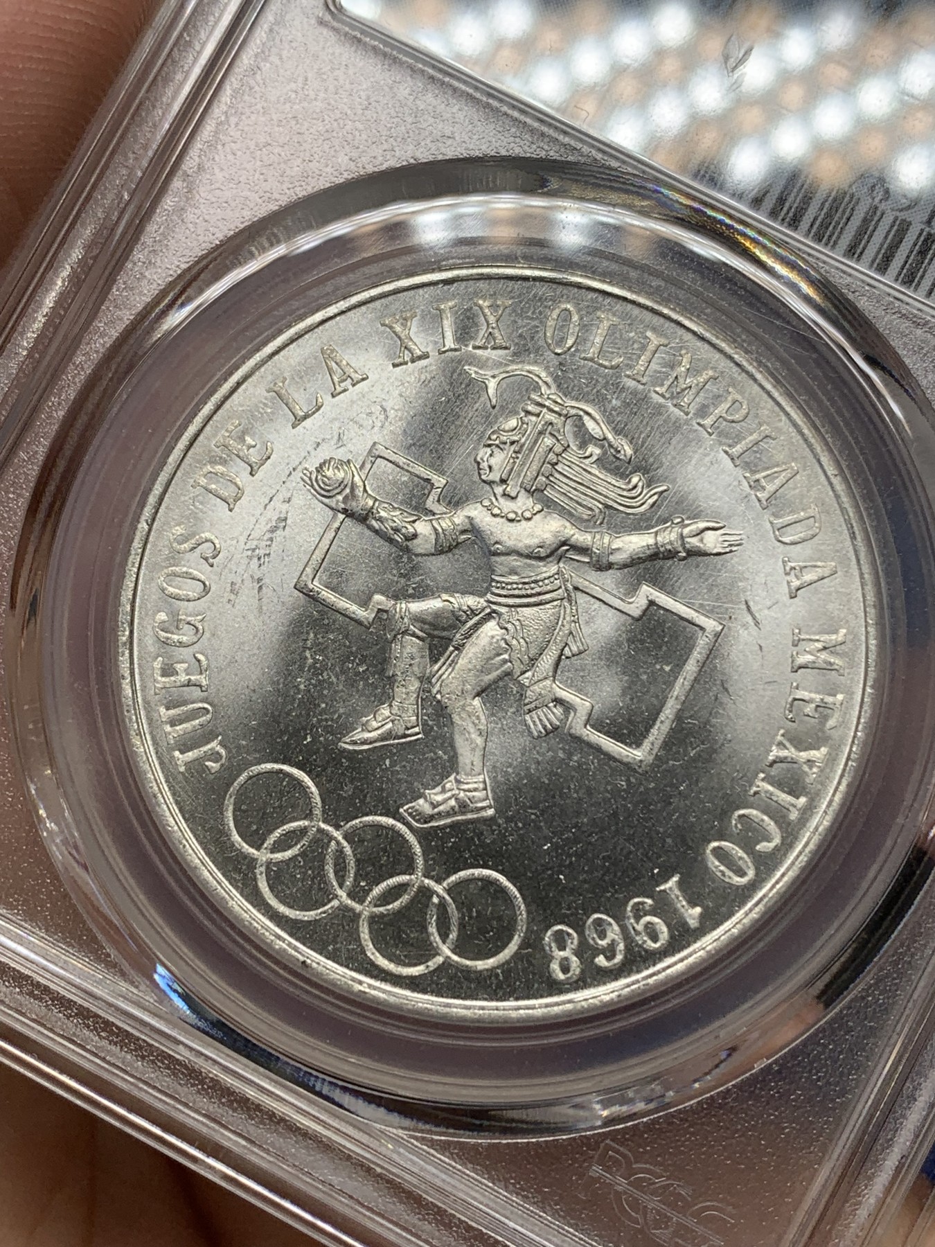 《竞宝斋》第196场-周日，周一 2场 (全场包邮) PCGS金盾 MS65+ 墨西哥1968年奥运会纪念25比索银币