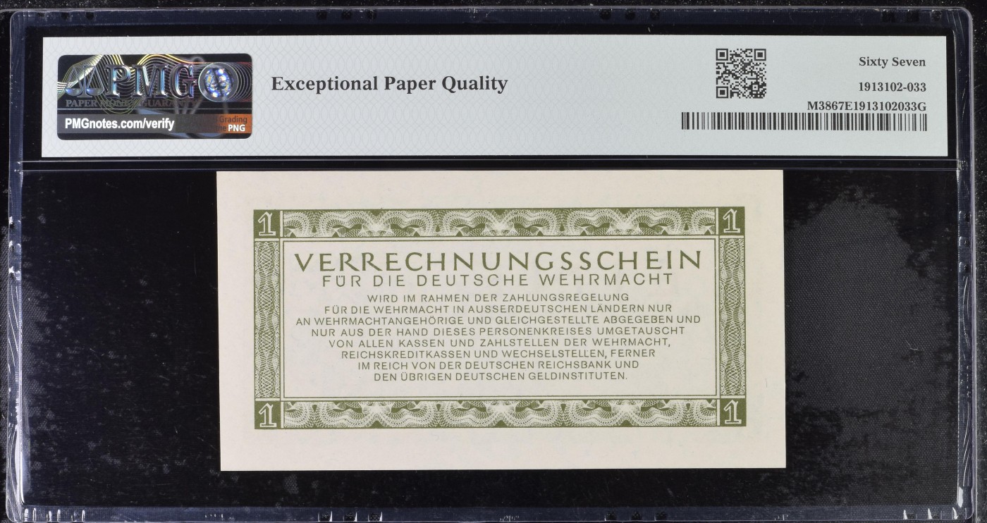 收藏联盟Quantum Auction 第288期拍卖 (已更新) 德国1944年1马克武装部队结算票 PMG67 少见
