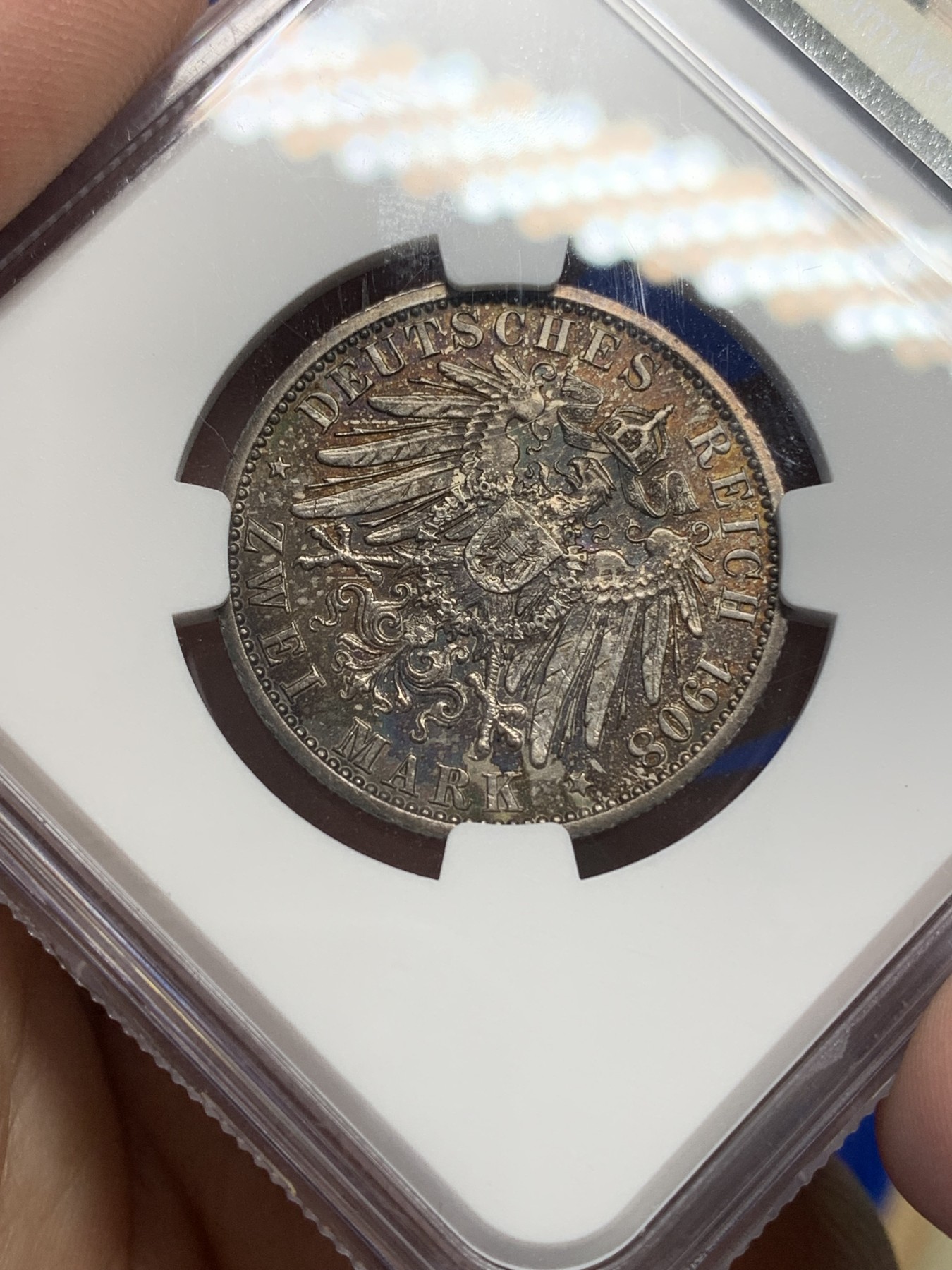 《竞宝斋》第196场-周日，周一 2场 (全场包邮) NGC-UNCD 德国 1908年耶拿大学 2马克 银币