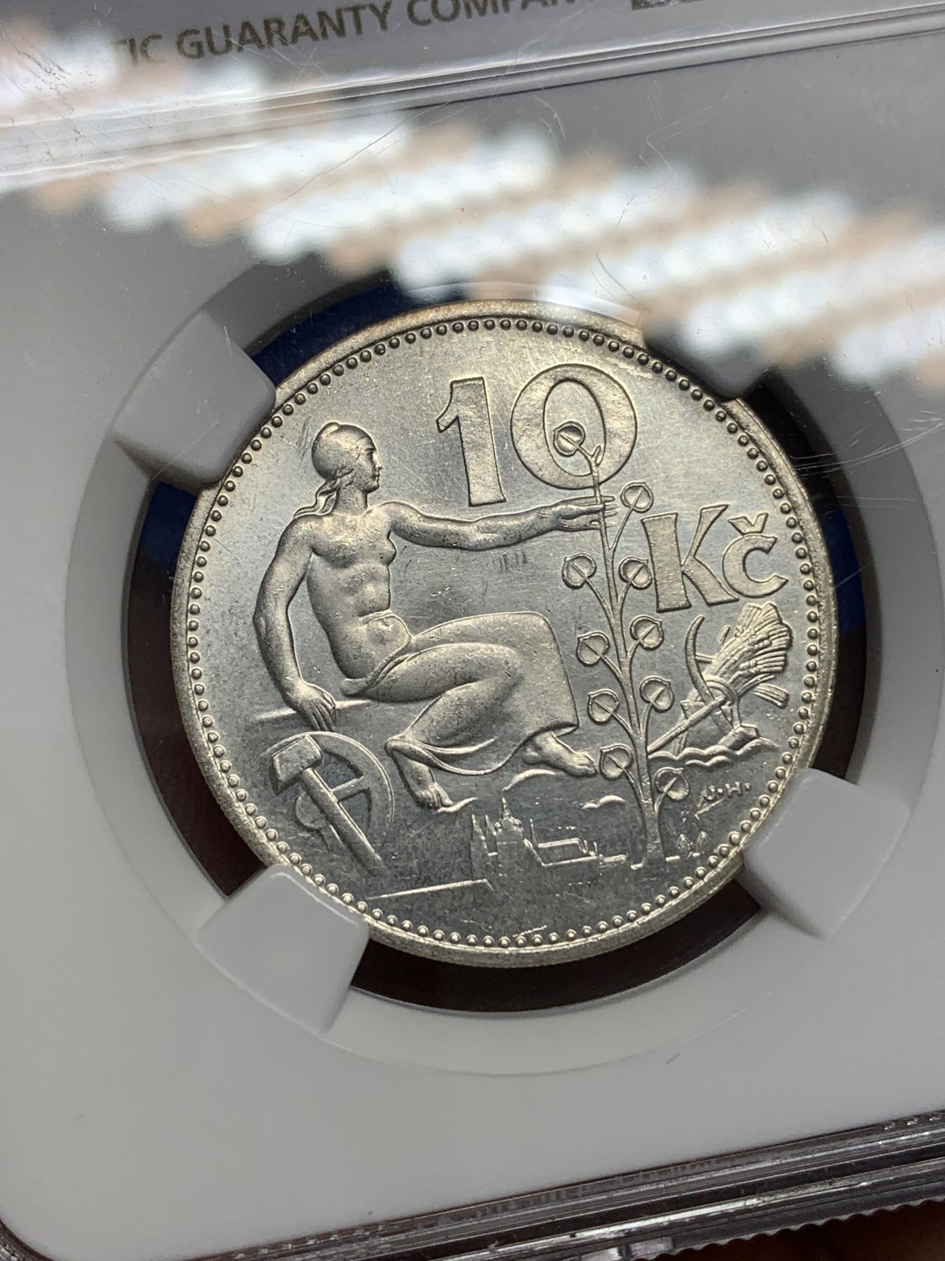 《竞宝斋》第196场-周日，周一 2场 (全场包邮) NGC-MS64 捷克斯洛伐克 1932年 10克朗 银币