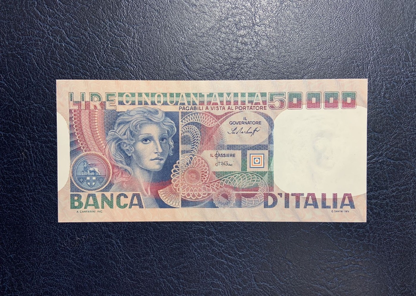 收藏联盟Quantum Auction 第288期拍卖 (已更新) 意大利1977年50000里拉 品相UNC-  Guglielmo Savini的画作手稿《女子面庞》