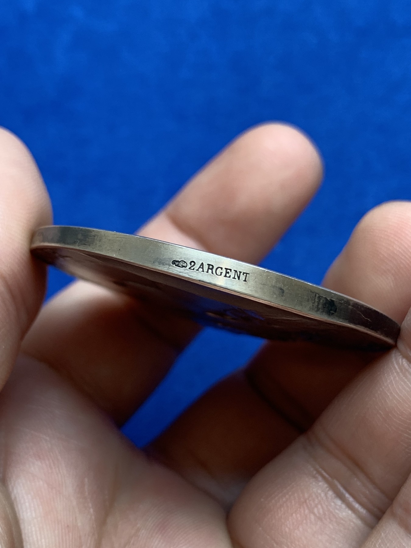 《竞宝斋》第196场-周日，周一 2场 (全场包邮) 法国女神玛丽安娜头像大银章 迪普伊作品 50mm 71.8g 品相佳