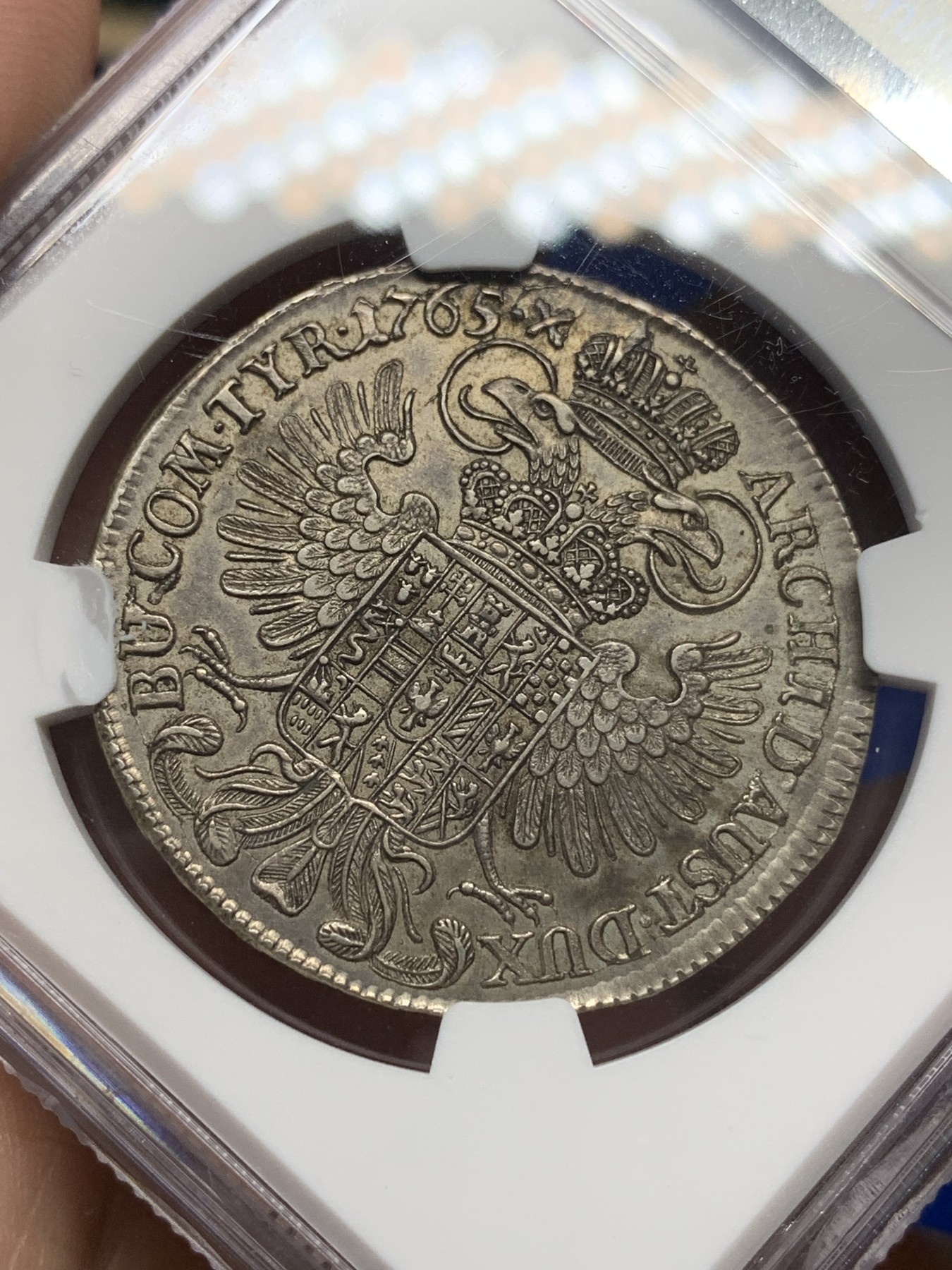 《竞宝斋》第196场-周日，周一 2场 (全场包邮) NGC-AU55 奥匈帝国1765神罗特蕾莎1/2泰勒 细节清晰 味道极好！