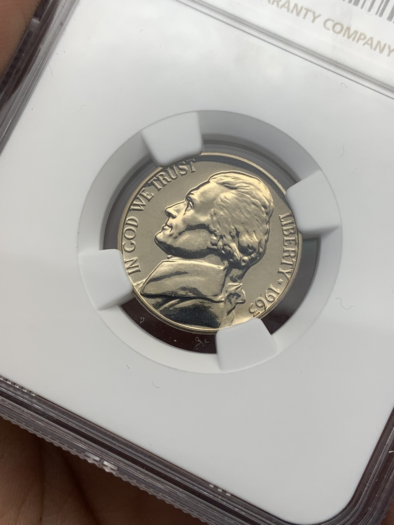 《竞宝斋》第196场-周日，周一 2场 (全场包邮) NGC-PF67 1963年美国杰斐逊5分  少见早期精制版本  67分超高分