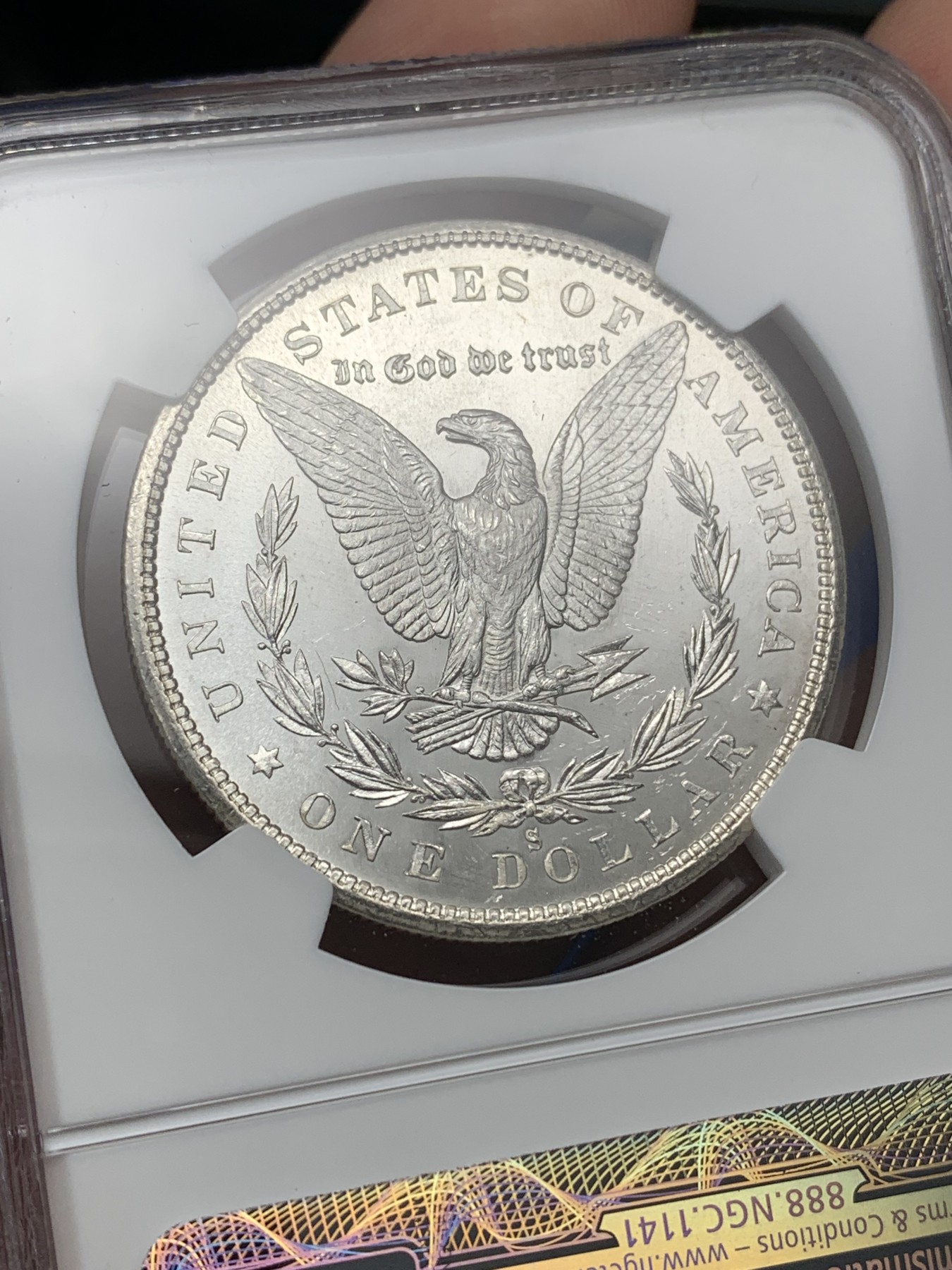 《竞宝斋》第196场-周日，周一 2场 (全场包邮) NGC-MS66PL 美国1880 摩根银币 美轮美奂 高等级分数