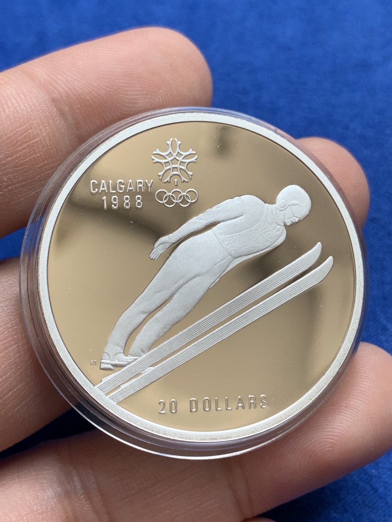 《竞宝斋》第196场-周日，周一 2场 (全场包邮) 加拿大卡尔加里冬奥会高台跳雪银币