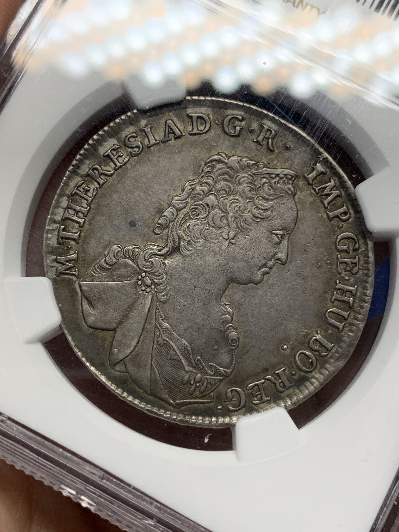 《竞宝斋》第196场-周日，周一 2场 (全场包邮) NGC-AU55 奥匈帝国1765神罗特蕾莎1/2泰勒 细节清晰 味道极好！