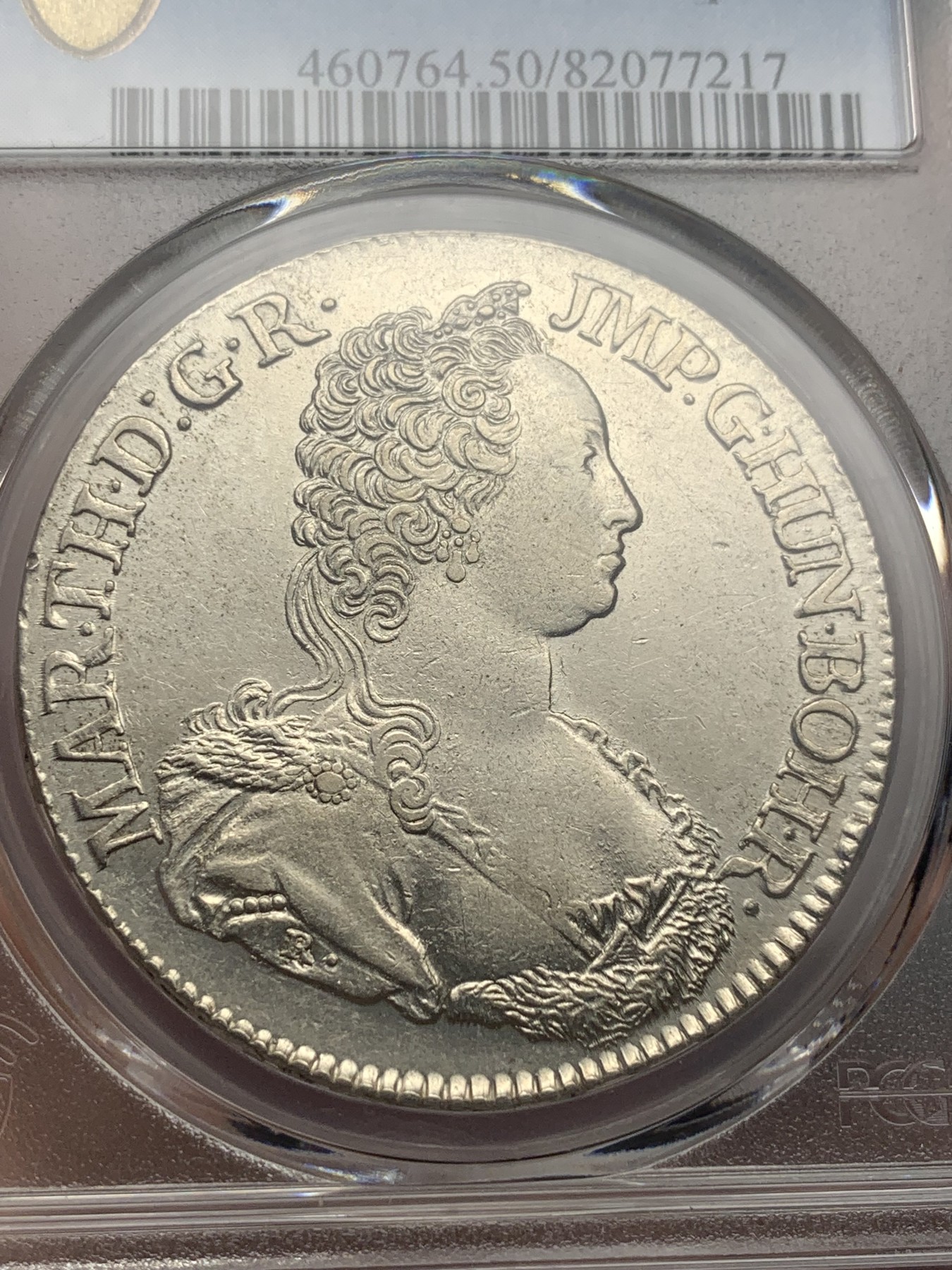 《竞宝斋》第196场-周日，周一 2场 (全场包邮) 唯一冠军 PCGS AU50 1751奥属尼德兰大奶妈杜卡特银币， 比利时安特卫普厂生产，33.2克比普通泰勒重不少