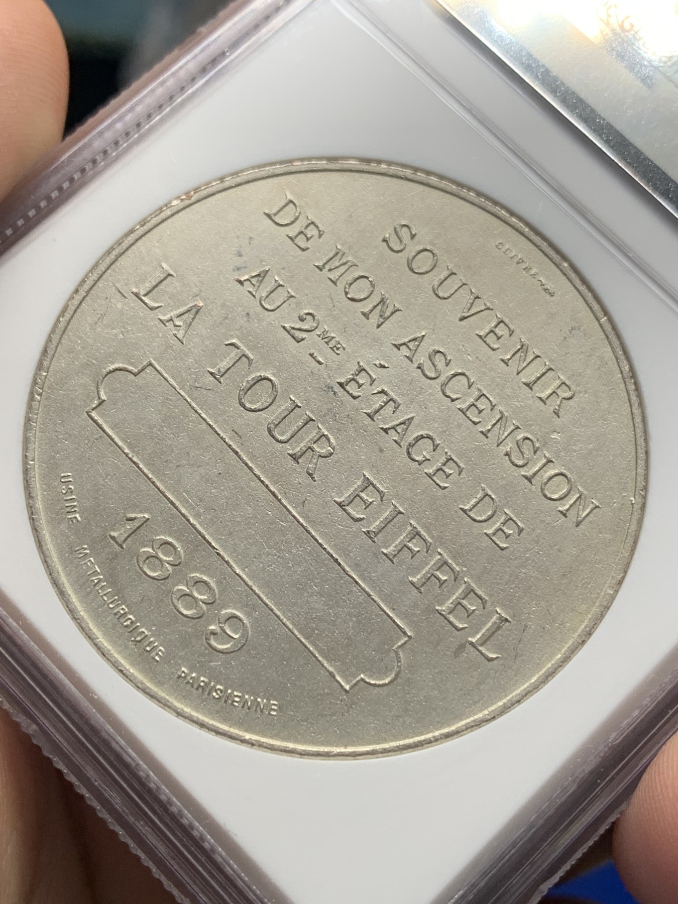 《竞宝斋》第196场-周日，周一 2场 (全场包邮) NGC UNC 法国 1889年埃菲尔铁塔纪念铜章