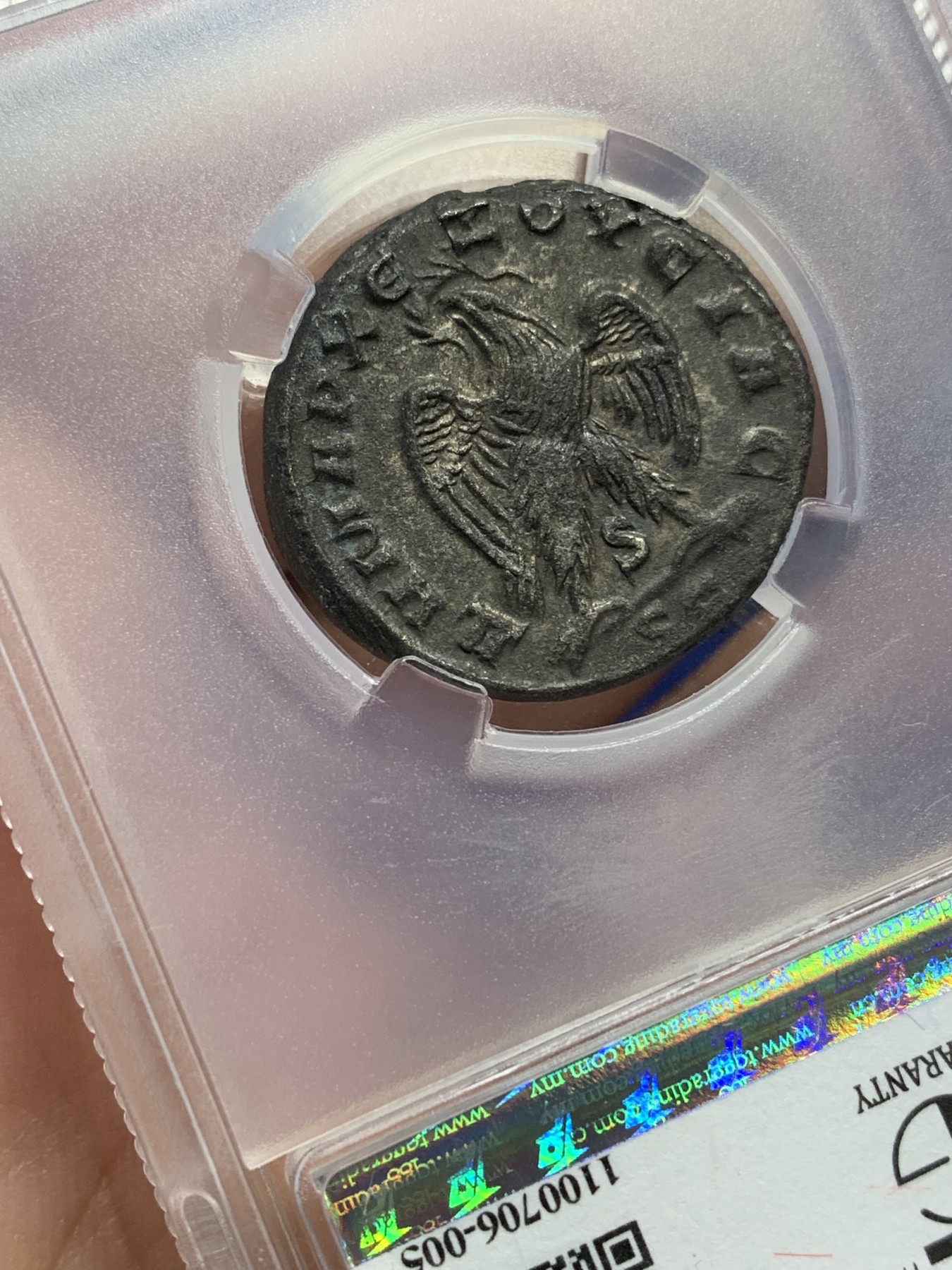 《竞宝斋》第196场-周日，周一 2场 (全场包邮) TQG评级 XF4/3 公元前251-前253年 古罗马帝国皇帝伽卢斯4德拉克马银币 13.2克 细节好