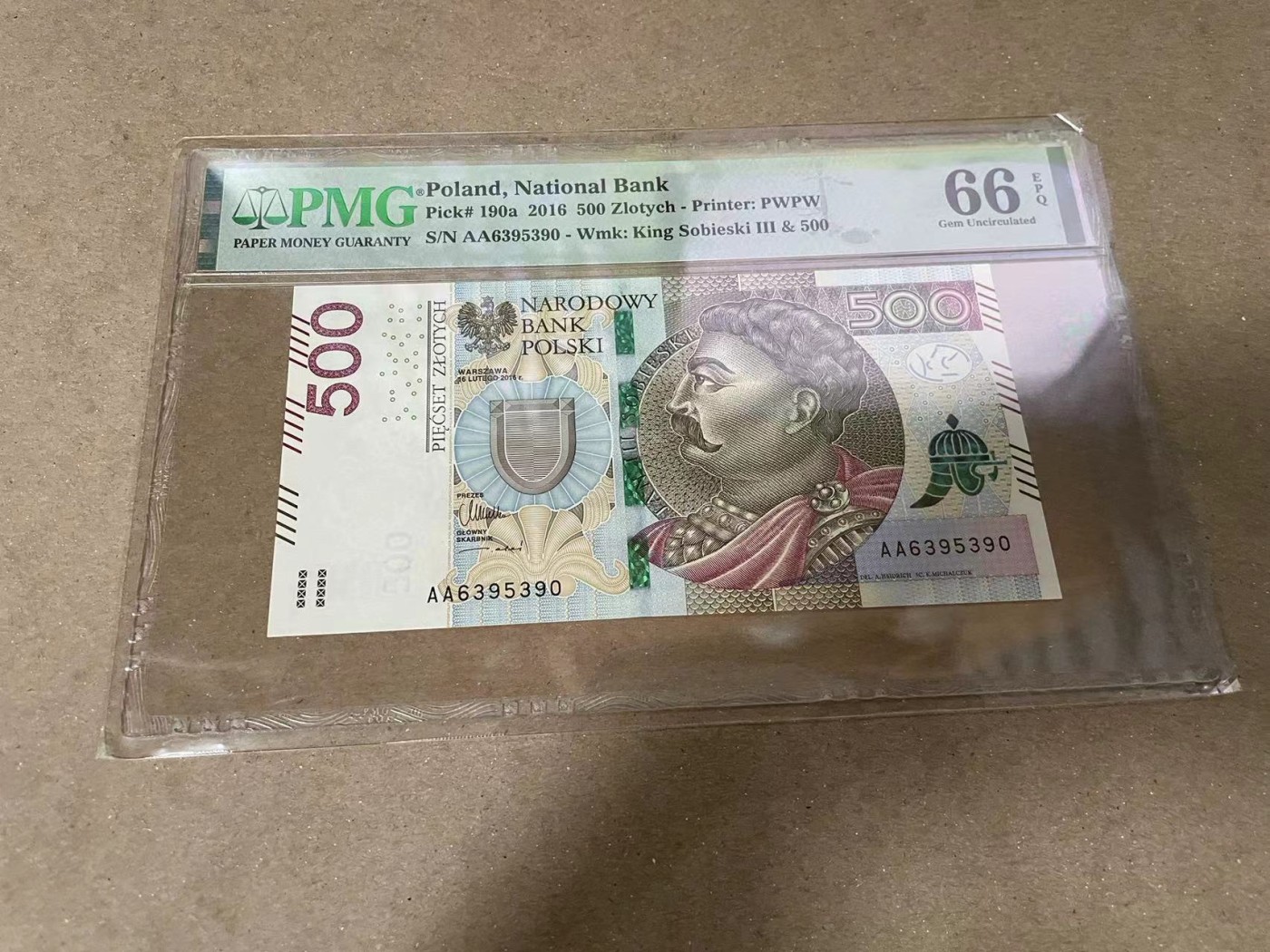 【Blue Auction】✨世界纸币精拍第370期——莫总专场XXIX 【AA冠无47】波兰 2016年500兹罗提 PMG66EPQ 