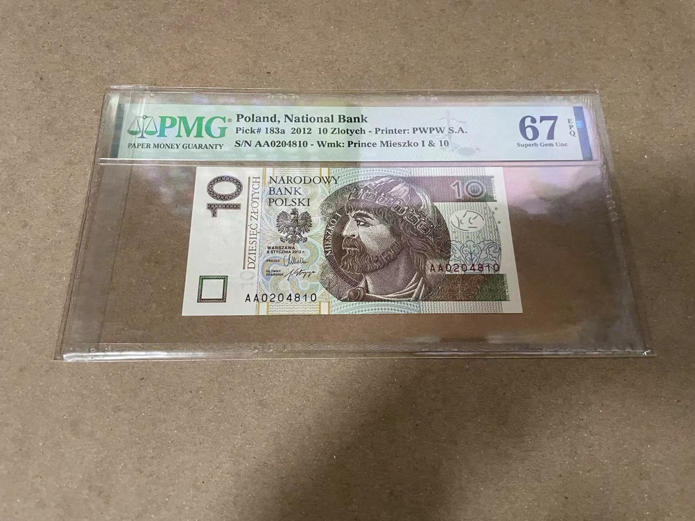【Blue Auction】✨世界纸币精拍第370期——莫总专场XXIX 【AA冠】波兰 2012年10兹罗提 PMG67EPQ 